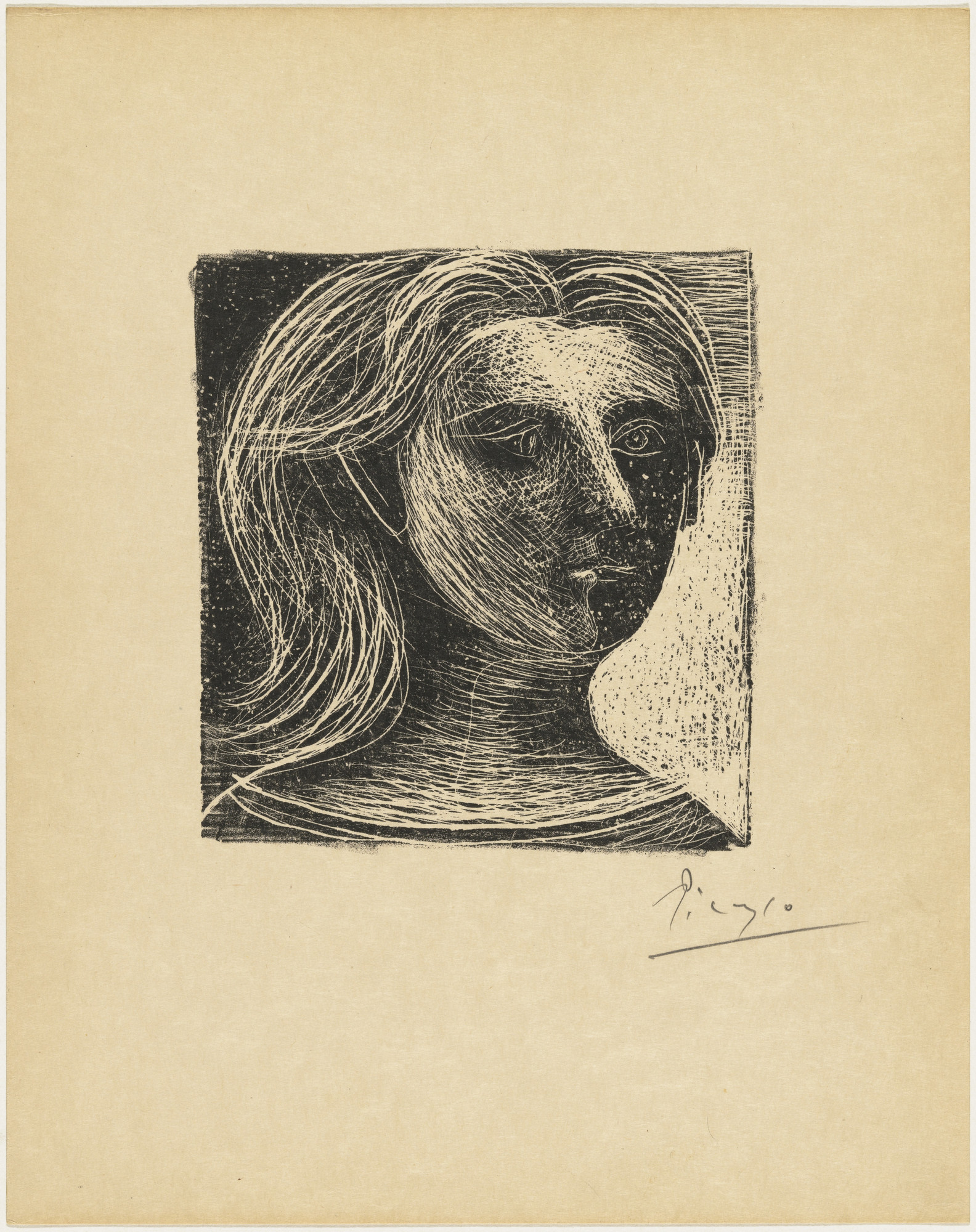 Pablo Picasso. Head of a Woman, Face and Profile (Tête de Femme, Face et Profil) from Picasso dessins