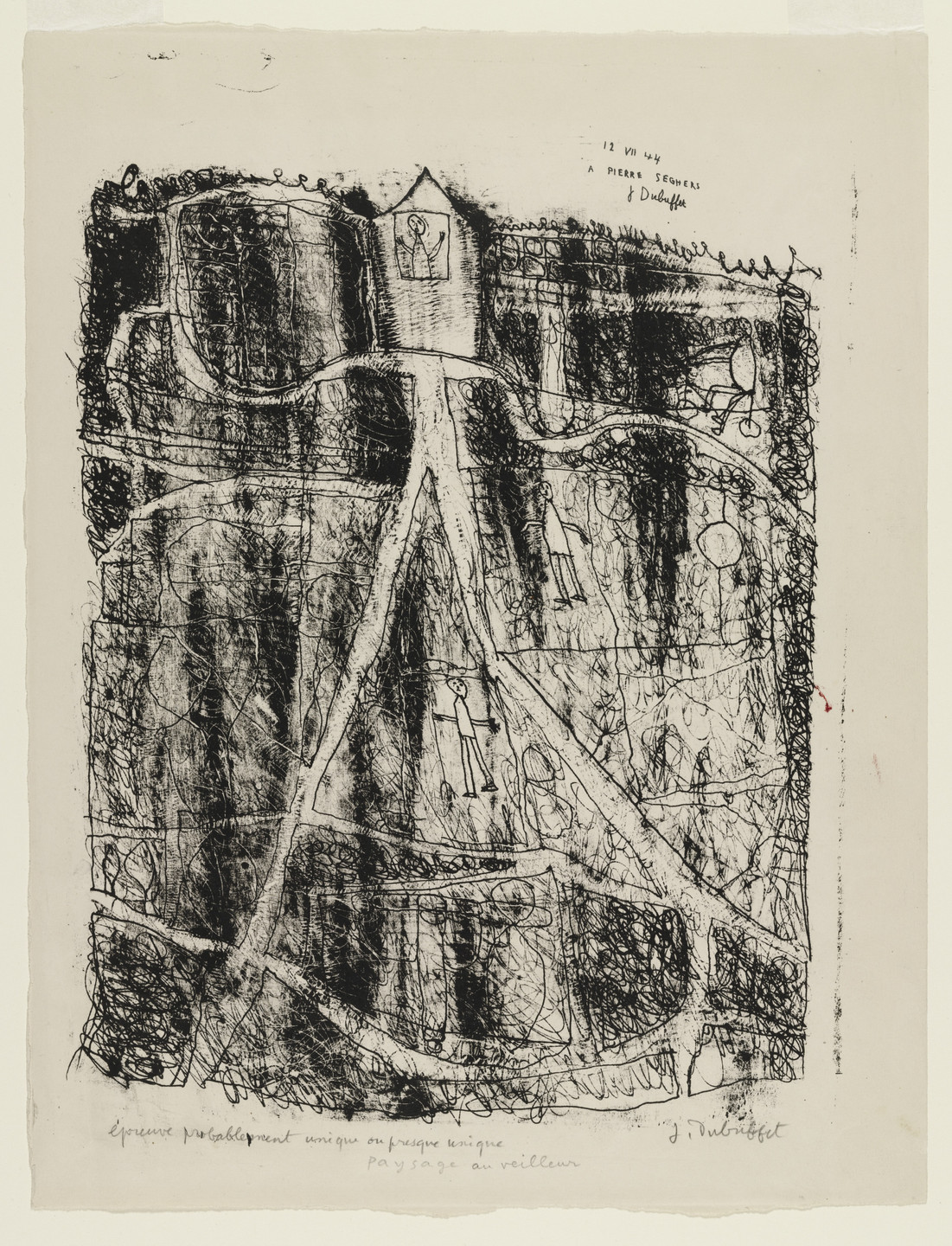Jean Dubuffet. Landscape with Onlooker (Paysage au veilleur). 1944
