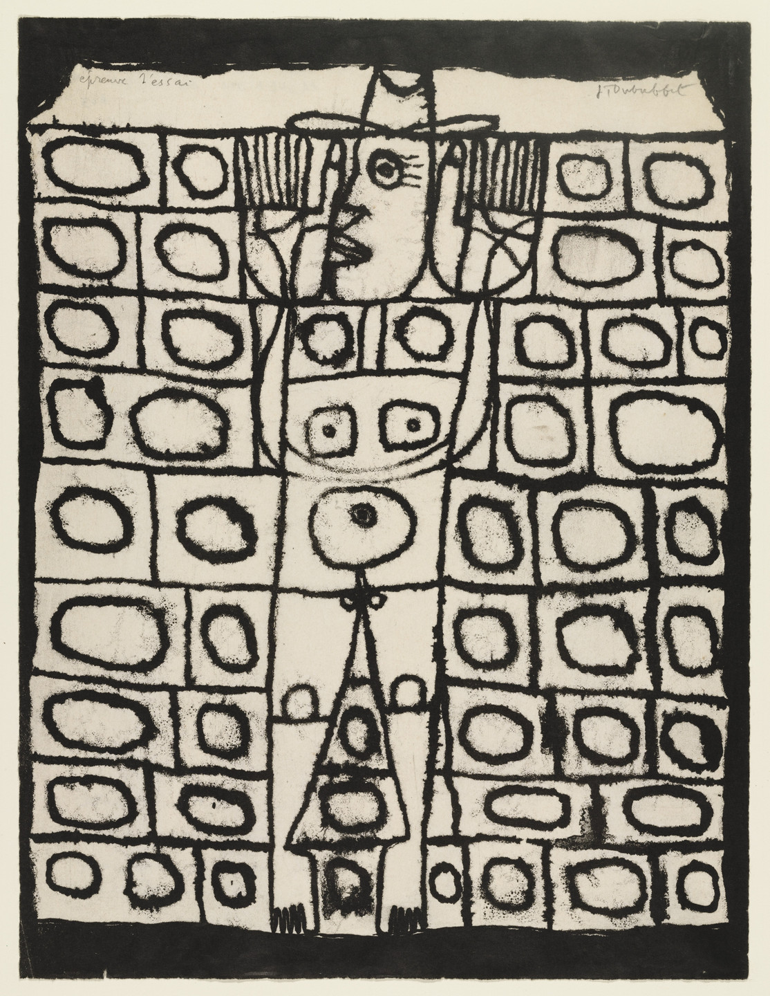 Jean Dubuffet. Stuck to the Wall (Adhésion au mur) from the supplementary suite for the book Les Murs by Eugène Guillevic. 1945