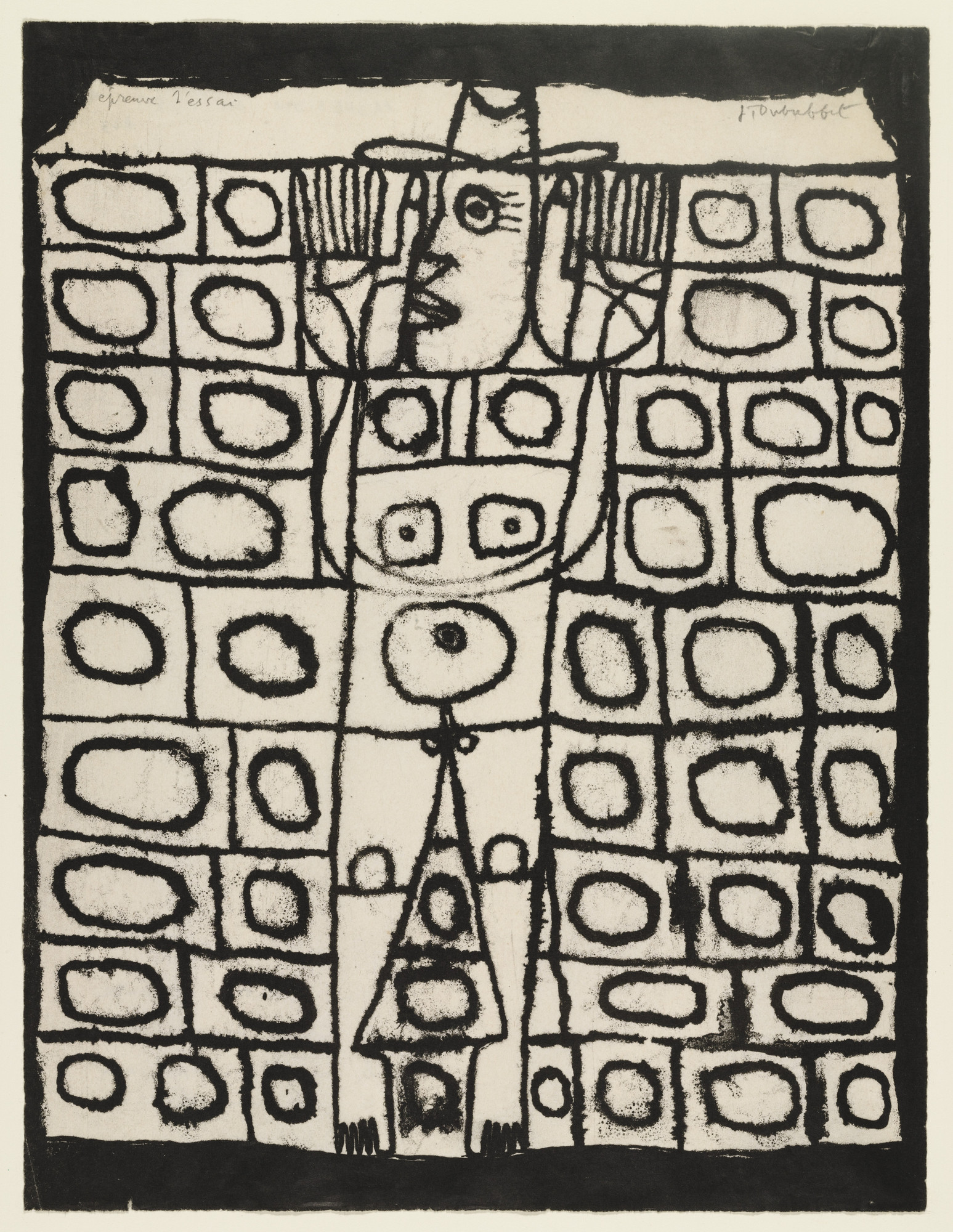 Jean Dubuffet. Stuck to the Wall ( Adhésion au mur ) from the