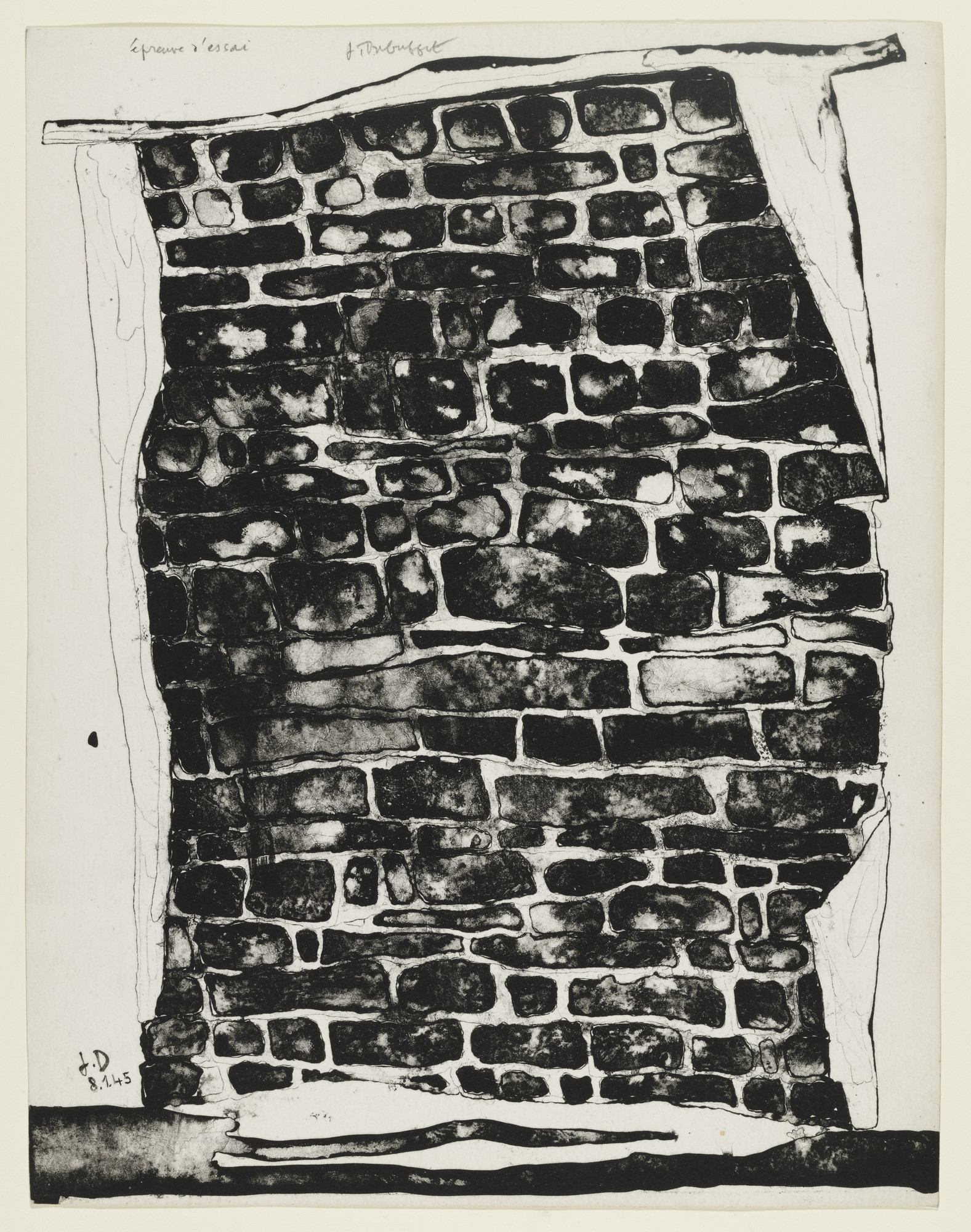 Jean Dubuffet. Section of a Sagging Wall (Pan de mur ventru) from the supplementary suite for the book Les Murs by Eugène Guillevic
