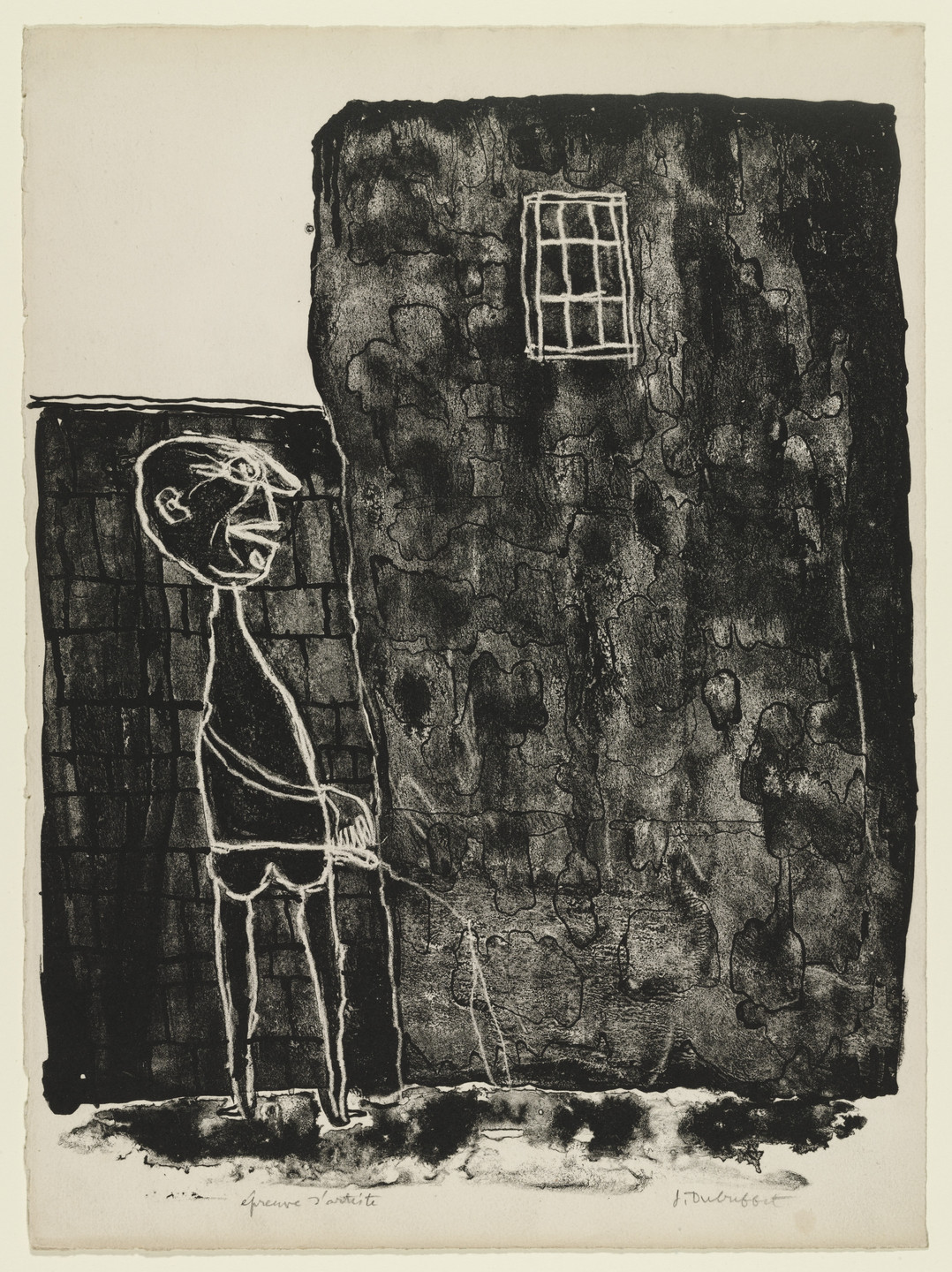 Jean Dubuffet. Pisser at the Wall (Pisseur au mur) from the supplementary suite for the book Les Murs by Eugène Guillevic. 1945