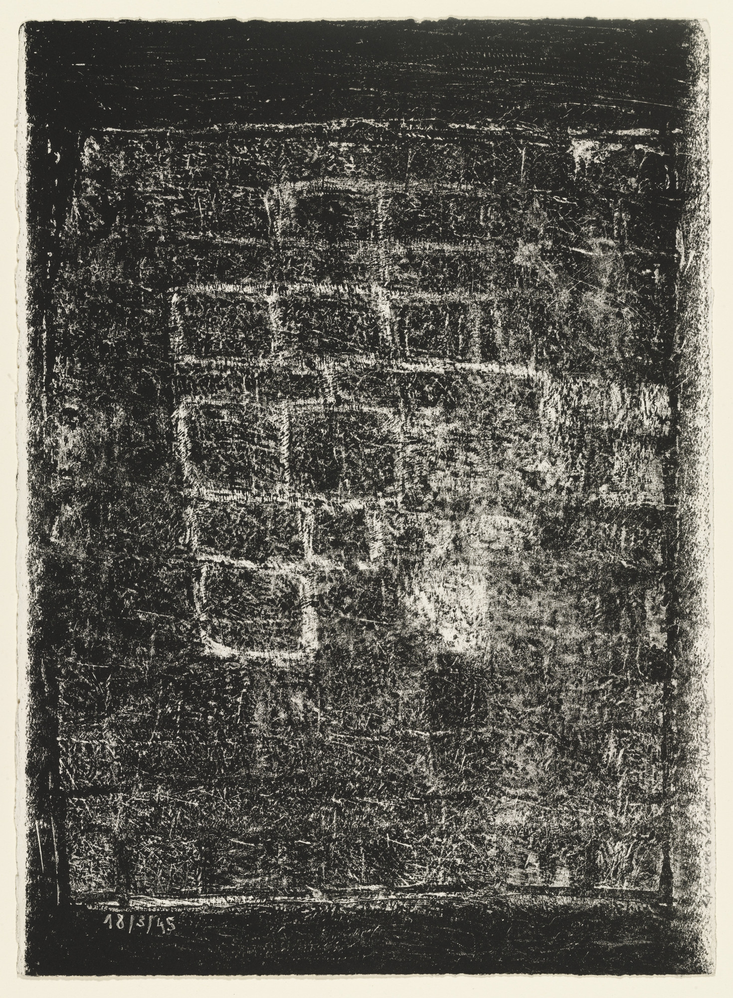 Jean Dubuffet. Wall with Black Borders (Mur aux marges noires), rejected plate for the book Les Murs by Eugène Guillevic