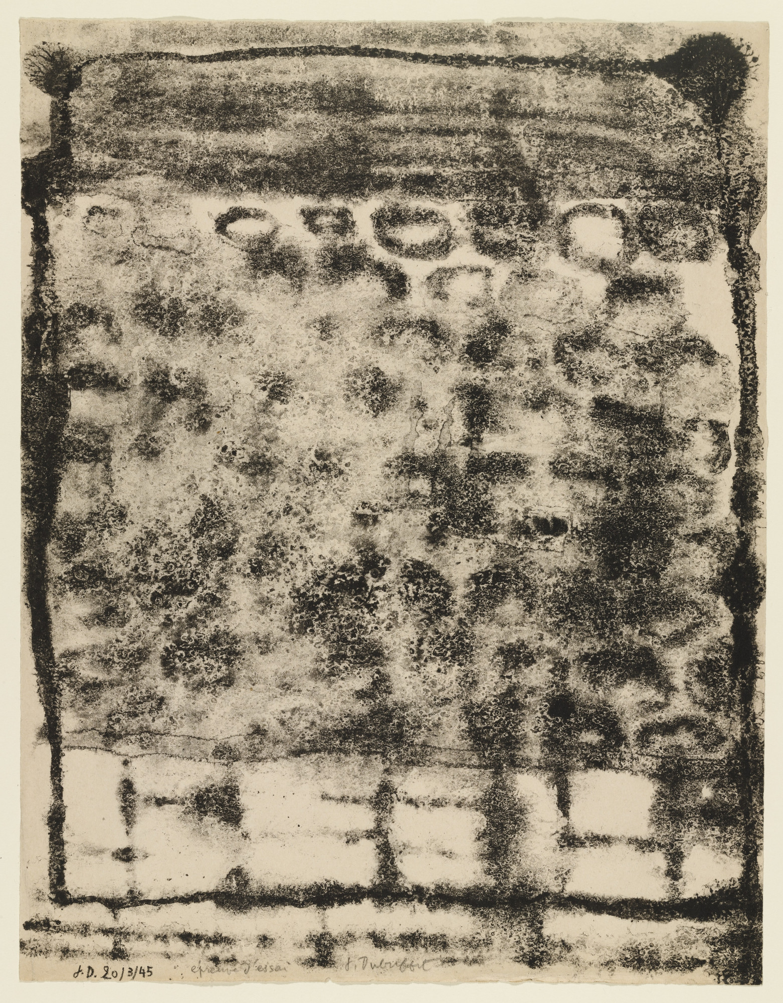 Jean Dubuffet. Saltpetred Wall (Mur au salpêtre), rejected plate for the book Les Murs by Eugène Guillevic