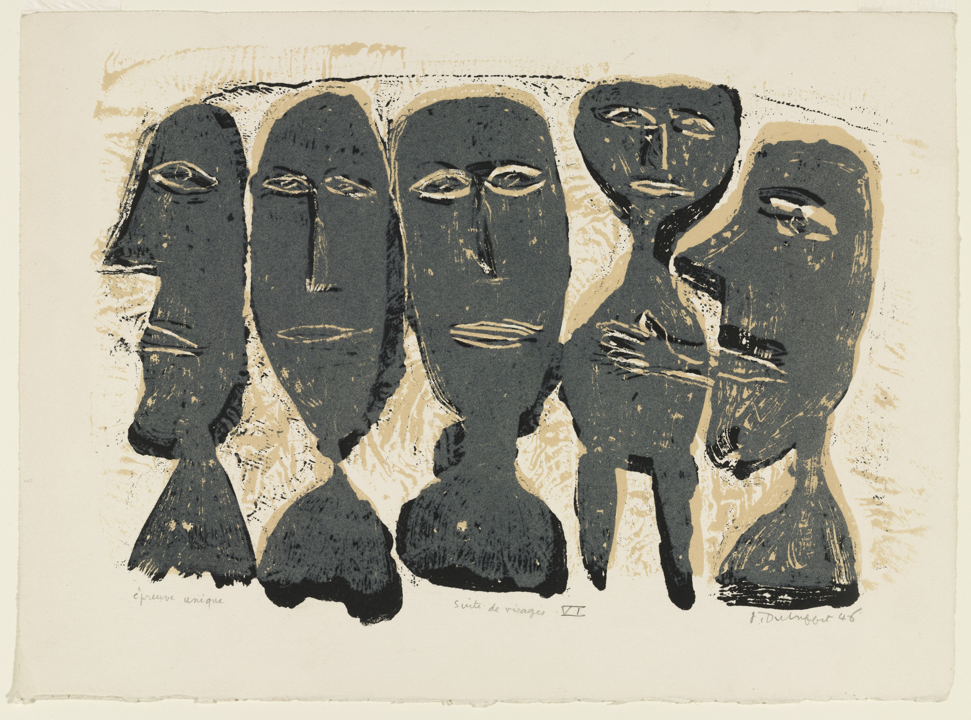 Jean Dubuffet. Group of Faces VI (Suite de visages VI) (variant)