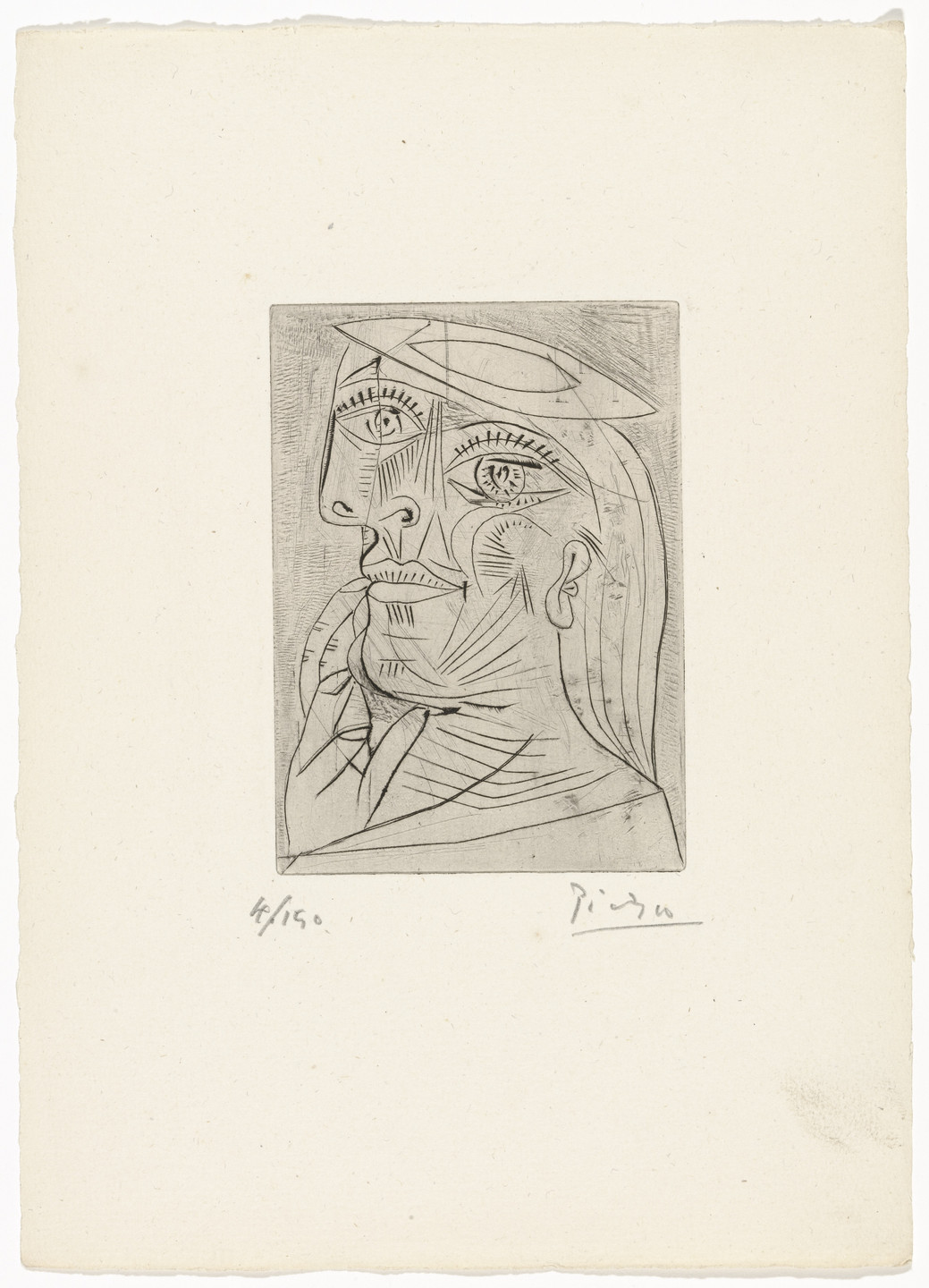 Pablo Picasso. Head of a Woman with Beret, Profile (Plate 1) from Solidarité (Solidarity). 1938