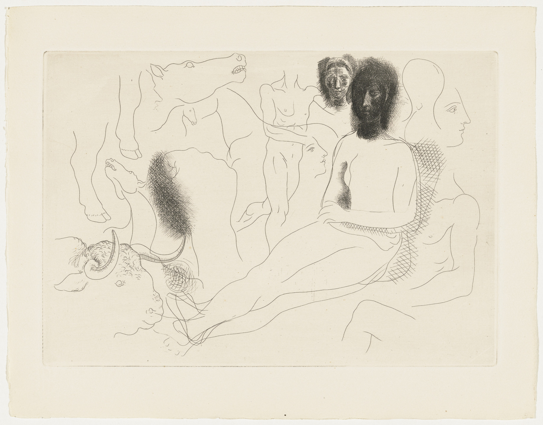 Pablo Picasso. Seated Nude and Sketches from Le Chef-d&#39;œuvre inconnu. 1928, published 1931