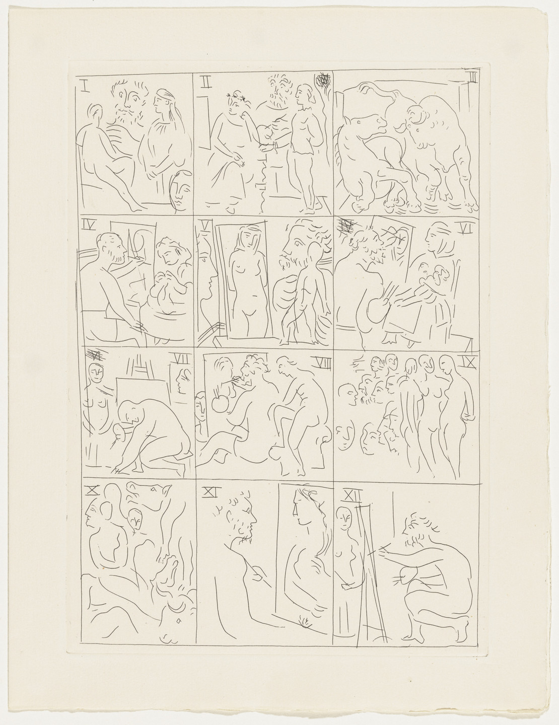 Pablo Picasso. Table of etchings from Le Chef-d&#39;œuvre inconnu. 1931