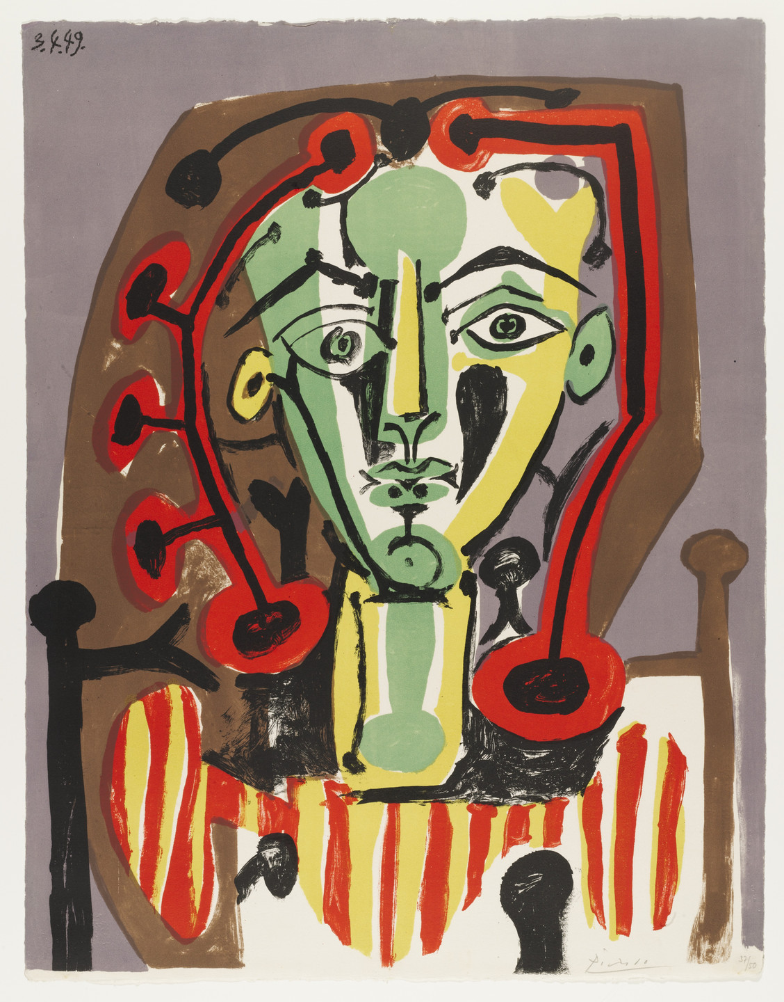 Pablo Picasso. Figure with Striped Bodice (Figure au Corsage rayé). (April 3, 1949)