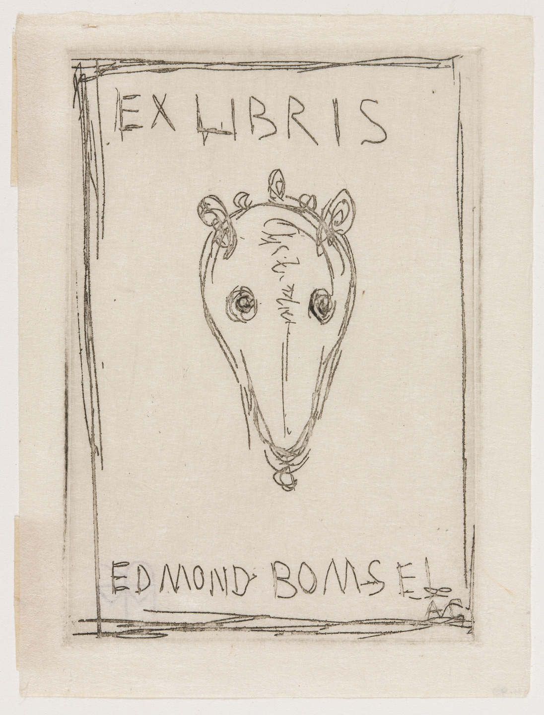 Alberto Giacometti. Ex Libris Edmond Bomsel. 1961