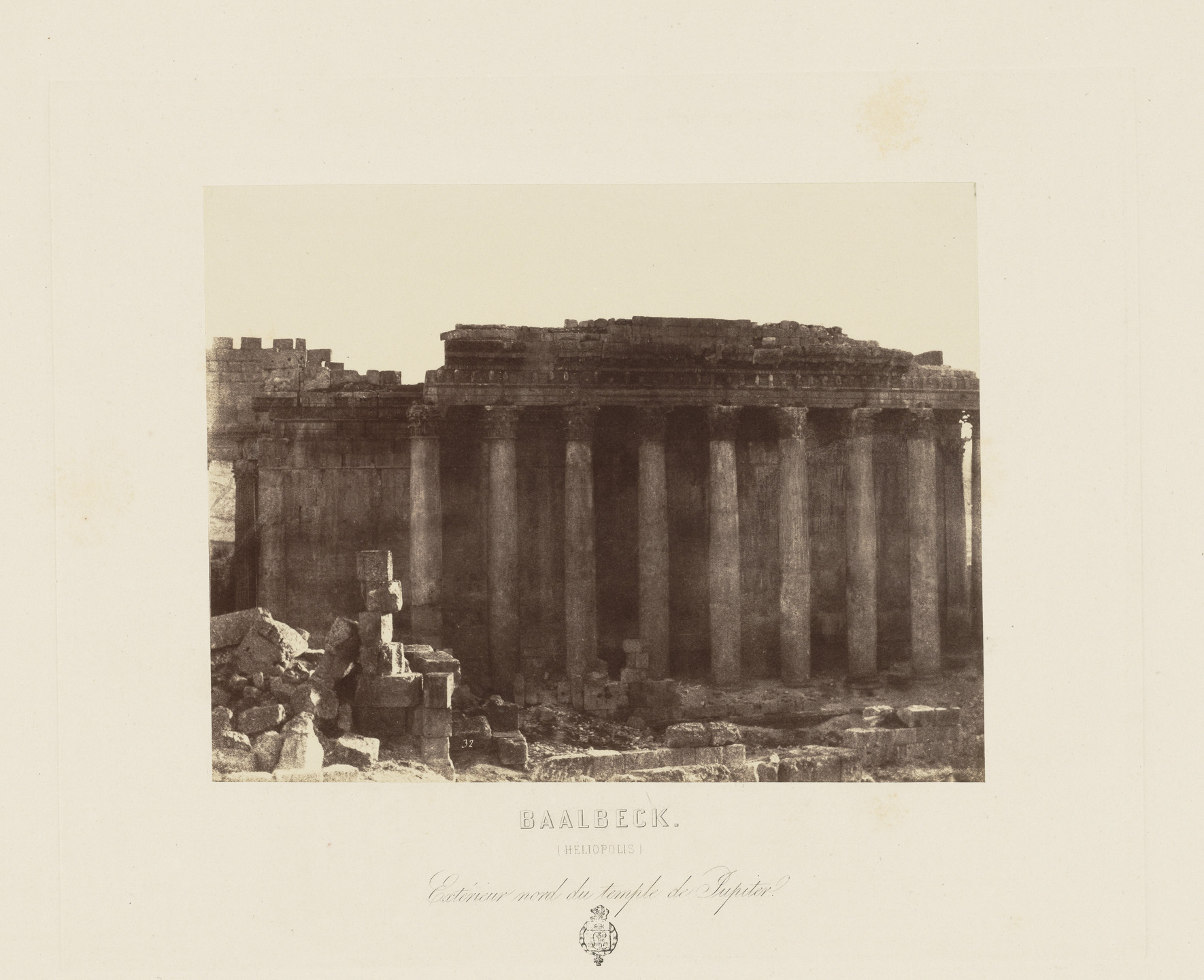 Louis De Clercq. Temple of Jupiter (Exterior Northern View), Baalbek from Voyage en Orient (Paris. 1860). 1859-60
