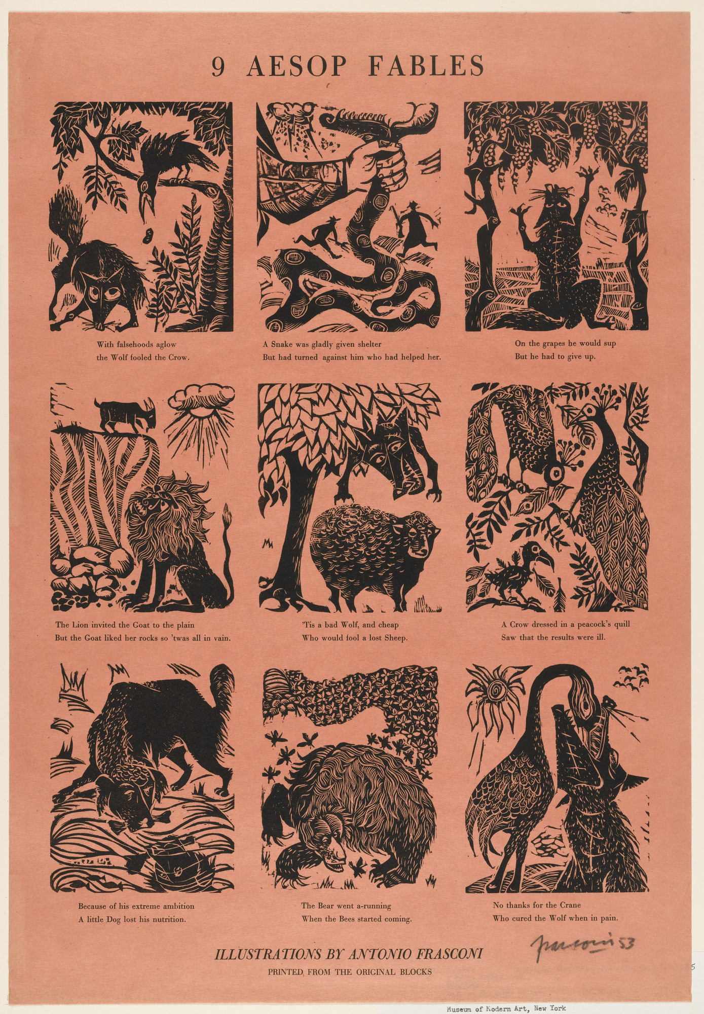 Antonio Frasconi. 9 Aesop Fables. 1953 | MoMA