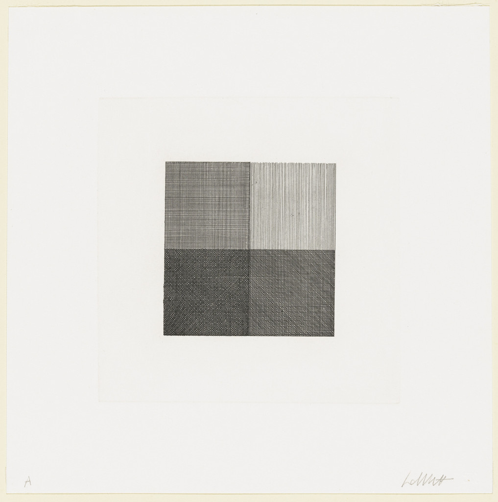 Lines in Four Directions, Superimposed in Each Quarter of the Square Progressively, Сол Ле Витт, 1971