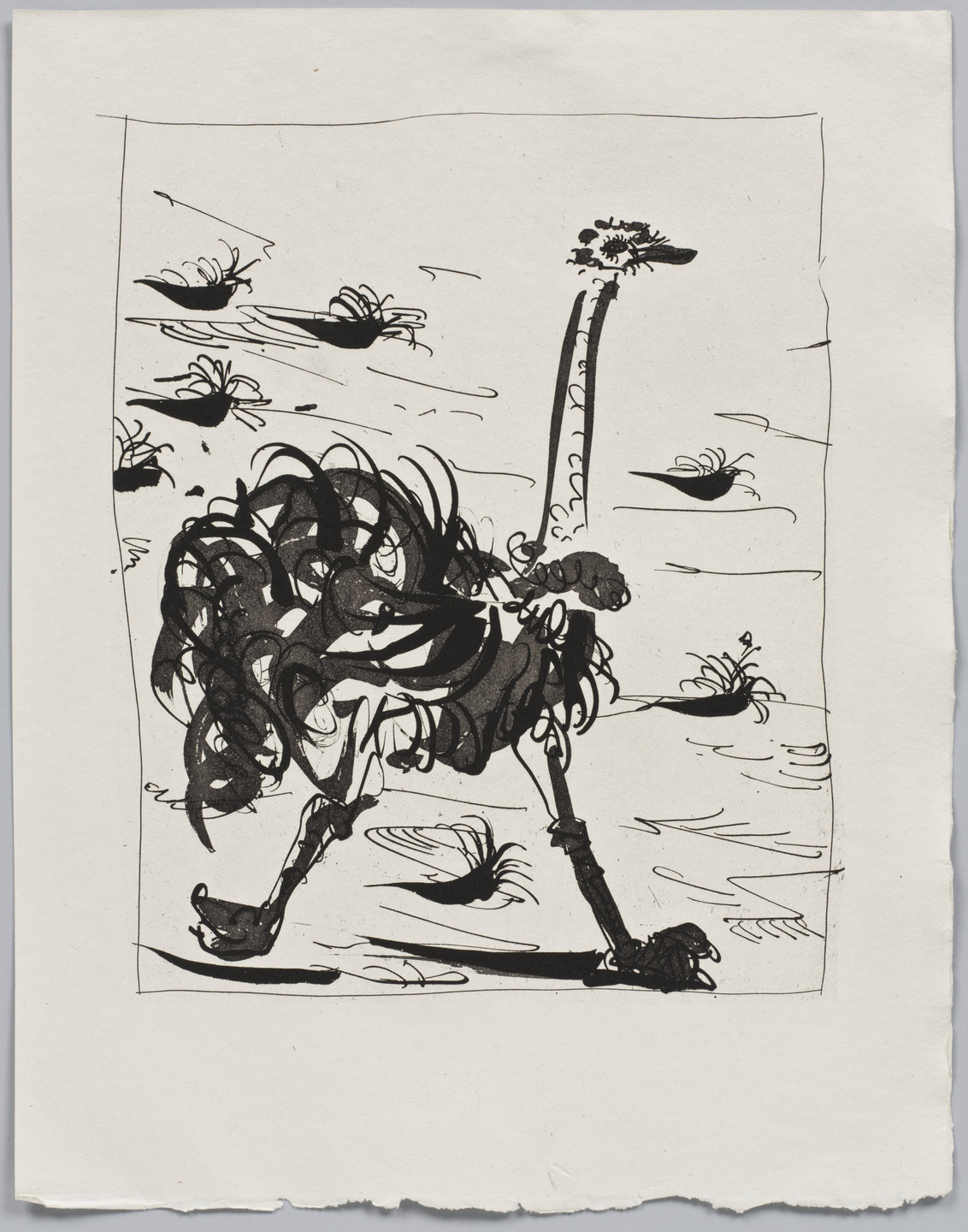 Pablo Picasso. The Ostrich (L&#39;Autruche) (plate XVI) from Eaux-fortes originale pour des textes de Buffon (Histoire naturelle). 1936, published 1942