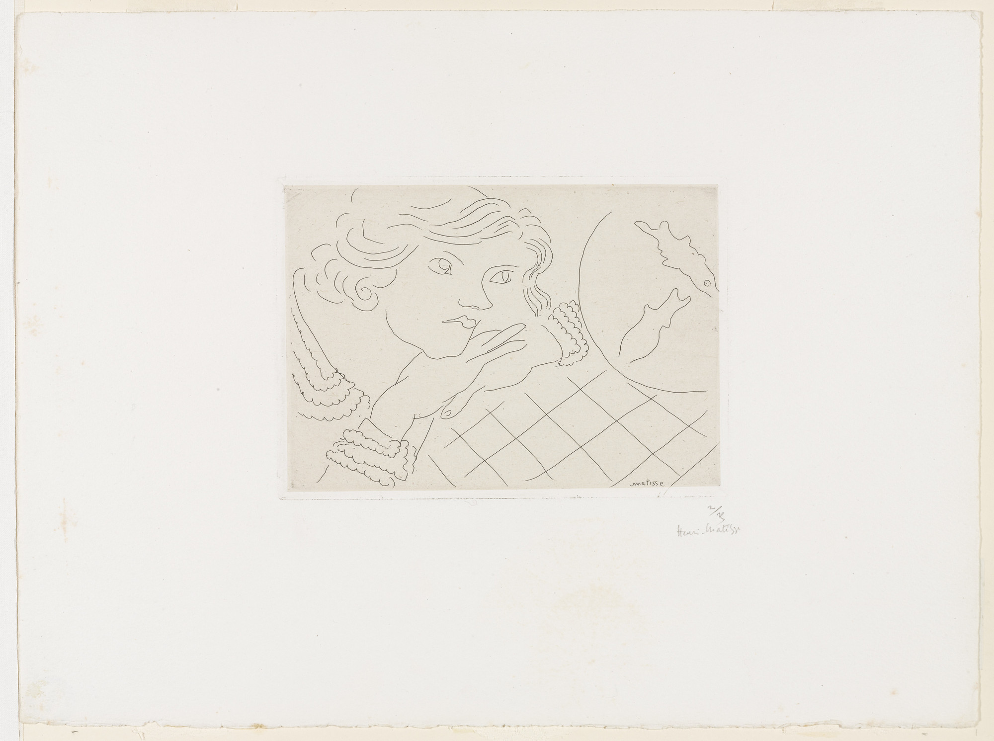 Henri Matisse. Young Woman, Goldfish and Checkered Cloth (Jeune