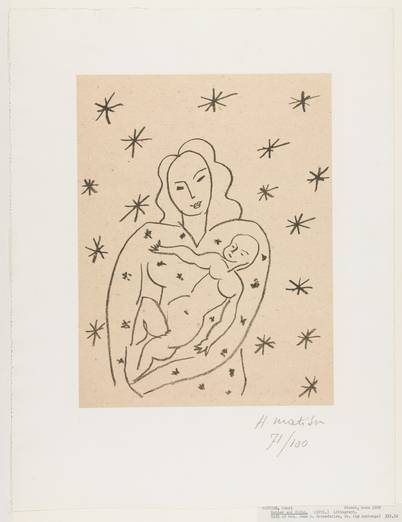 Henri Matisse, Mourlot, Paris. Virgin and Child on Starry Ground (Vierge et Enfant sur fond étoilé). 1950–51
