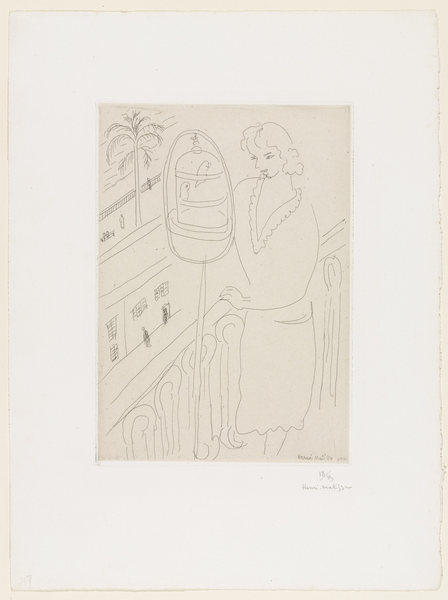 Henri Matisse. Young Woman on Balcony, Looking at Parakeets (Jeune