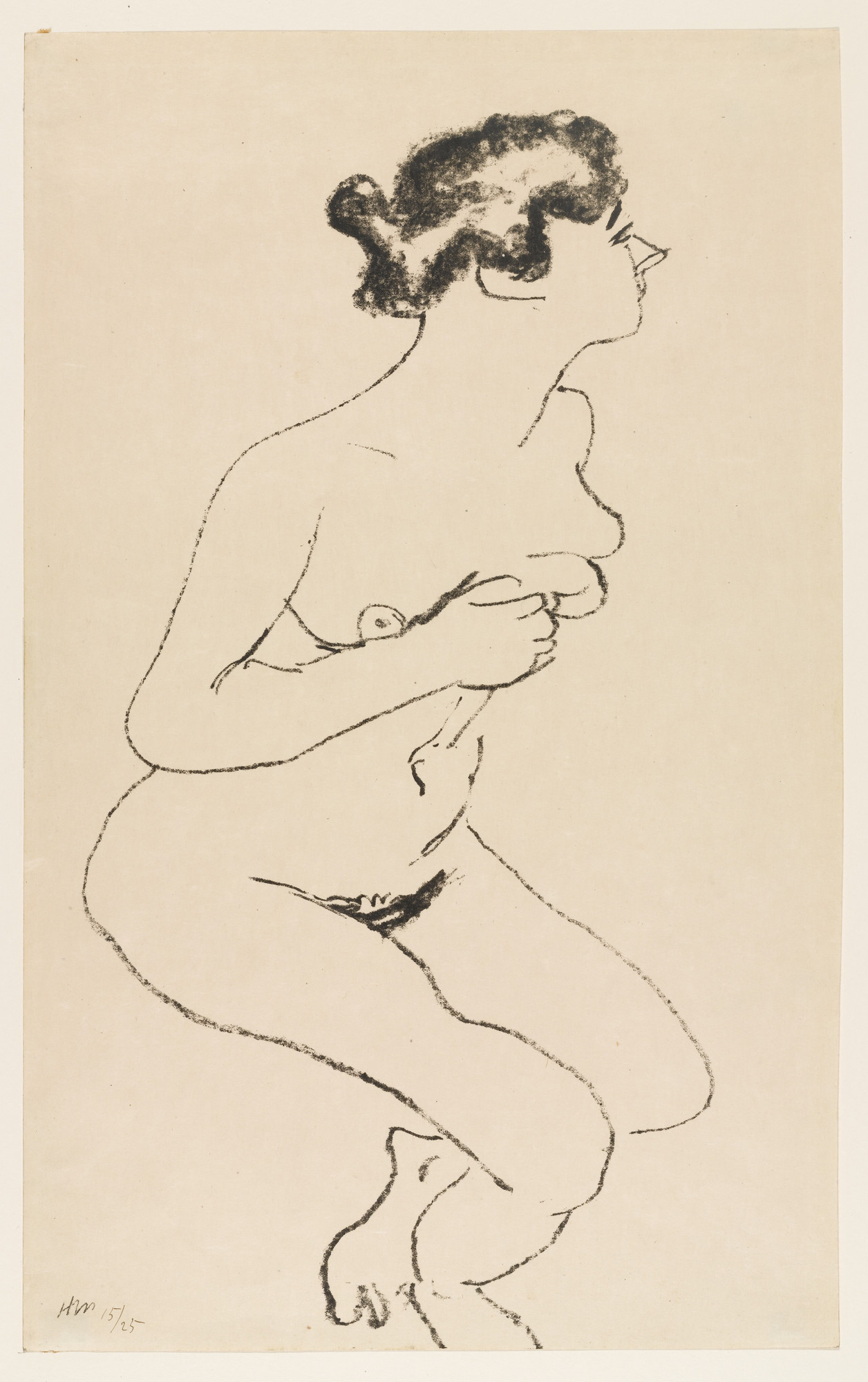 Henri Matisse. Crouching Nude in Profile with Black Hair (Nu accroupi, profil à la chevelure noire)