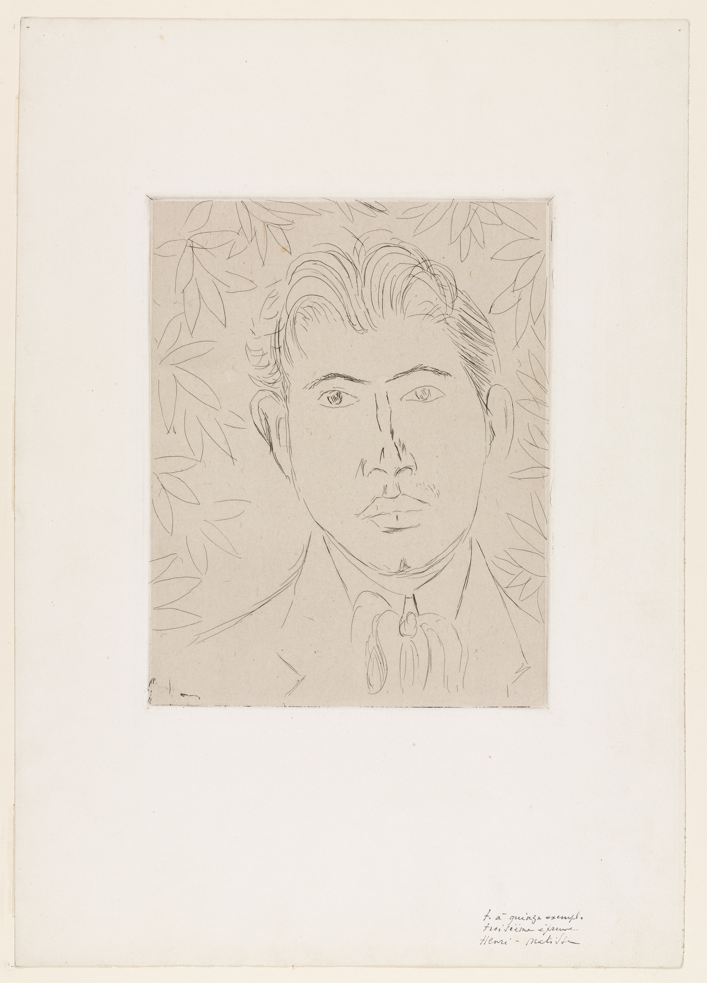 Henri Matisse. Man's Head, Flowered Background (Tête d'homme, fond fleuri)
