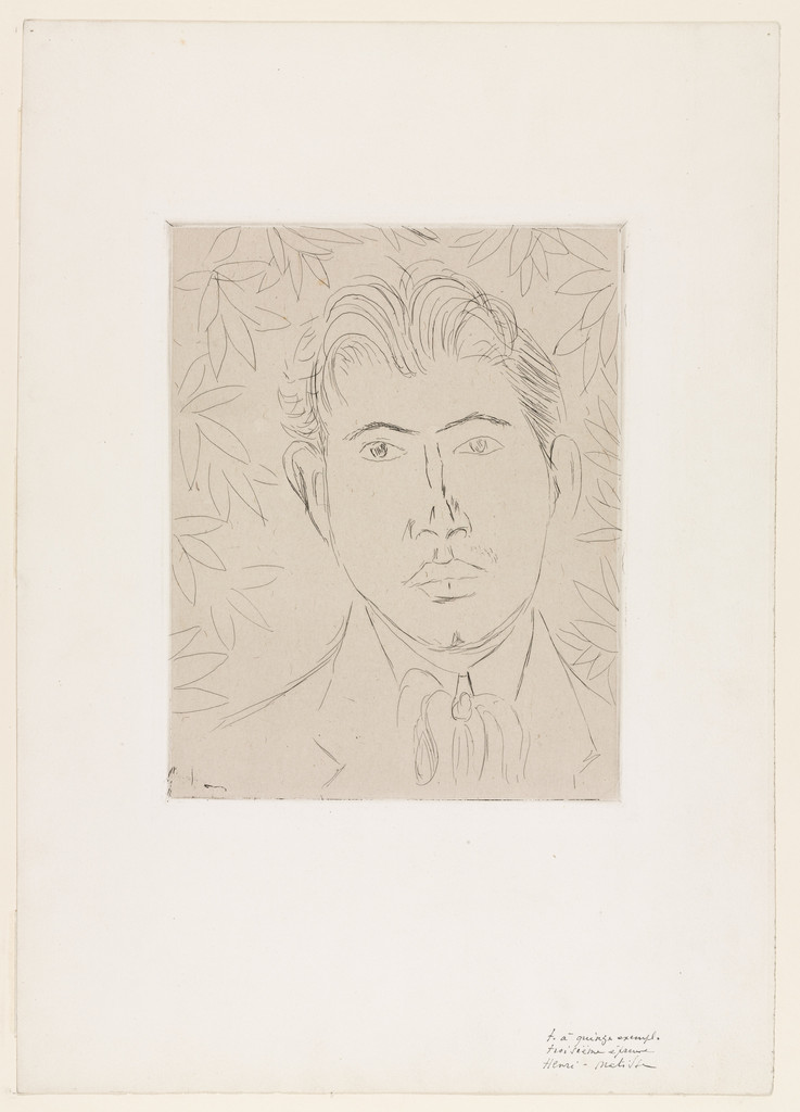 Man's Head, Flowered Background (Tête d'homme, fond fleuri)