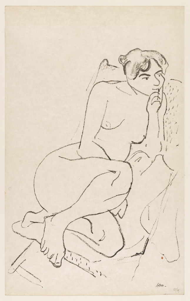 Pensive Nude in Folding Chair (Figure pensive au fauteuil pliant)