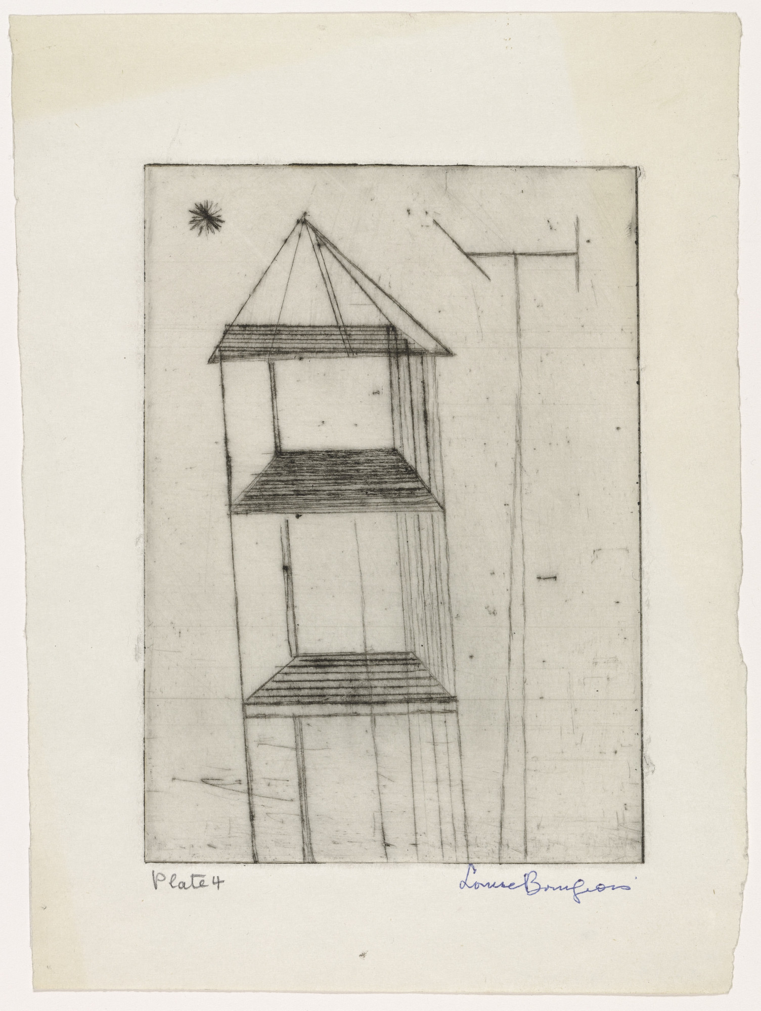 Louise Bourgeois. Plate 4 of 9, version 1 of 3, state I of II, from the illustrated book, He Disappeared into Complete Silence