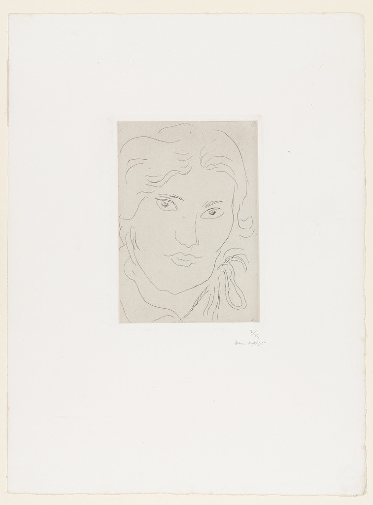 Young Girl, Wave of Ribbon on Left Shoulder (Jeune fille de face, flot de ruban sur l'épaule gauche)
