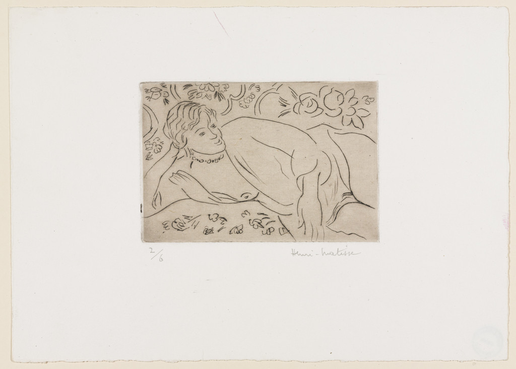 Reclining Figure, Flowered Background (Figure allongée, fond fleuri)