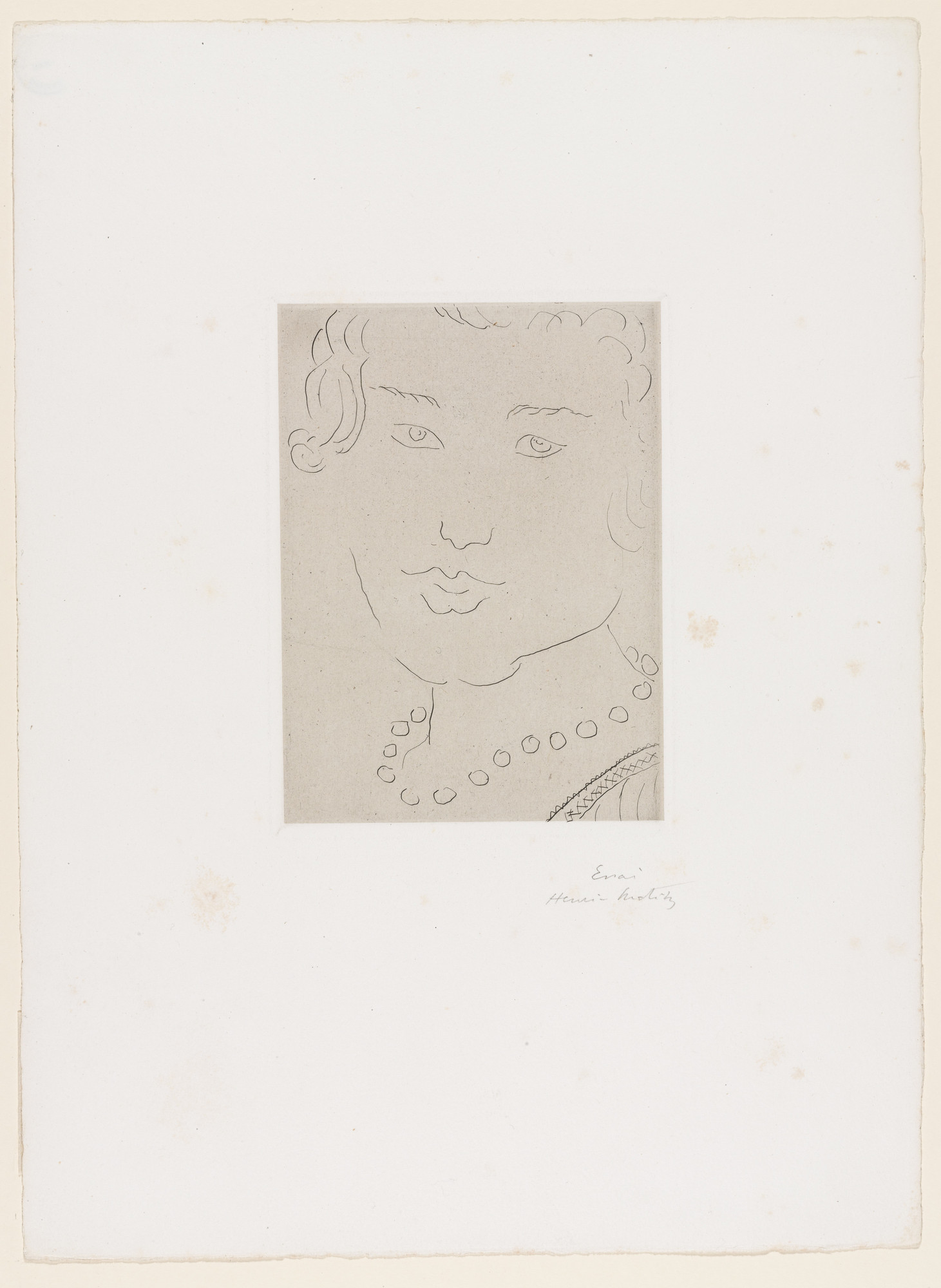 Henri Matisse. Face, with pearl necklace (Visage au collier de perles)
