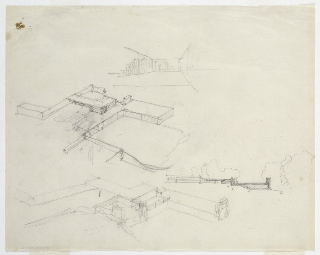 Gericke House, Project, Berlin-Wannsee, Four perspective sketches