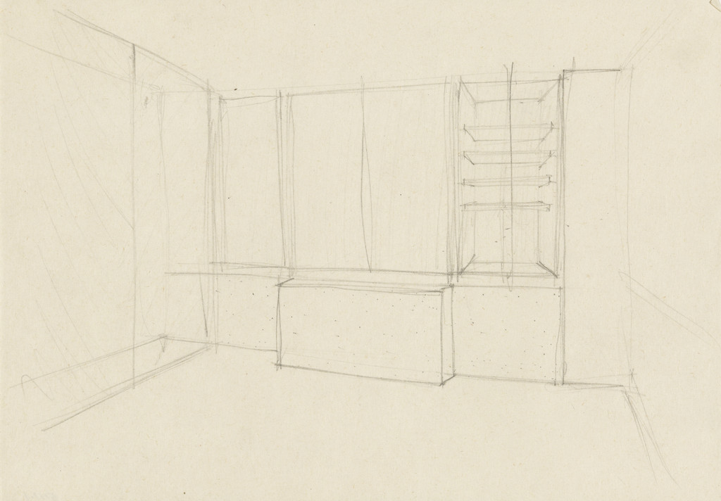 Herbert Greenwald Apartment Project, Chicago, Illinois, Interior perspective sketch
