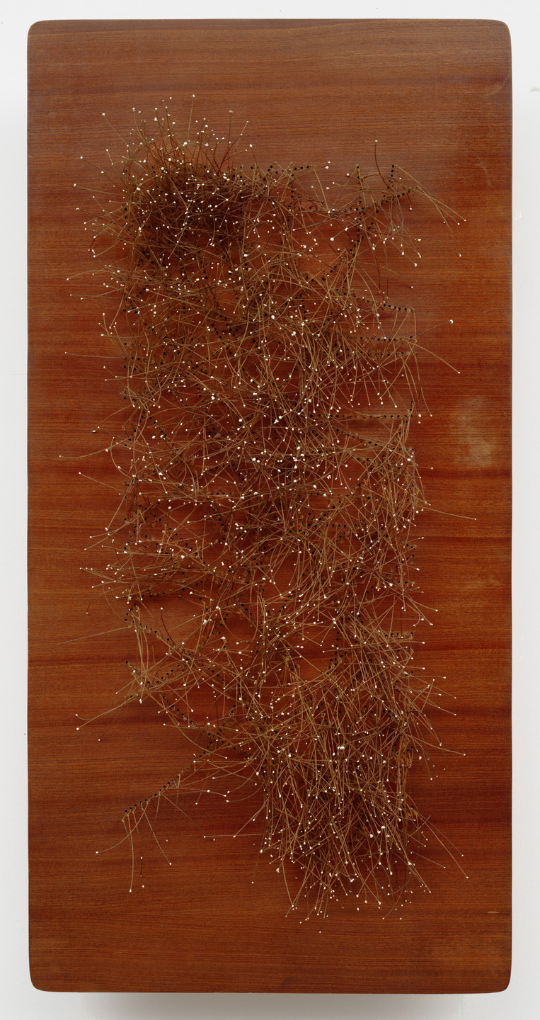 Pol Bury. 1,914 White Points on Sapele Background. July 1964