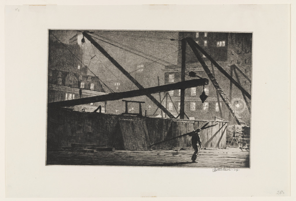 Derricks at Night, Martin Lewis, 1927