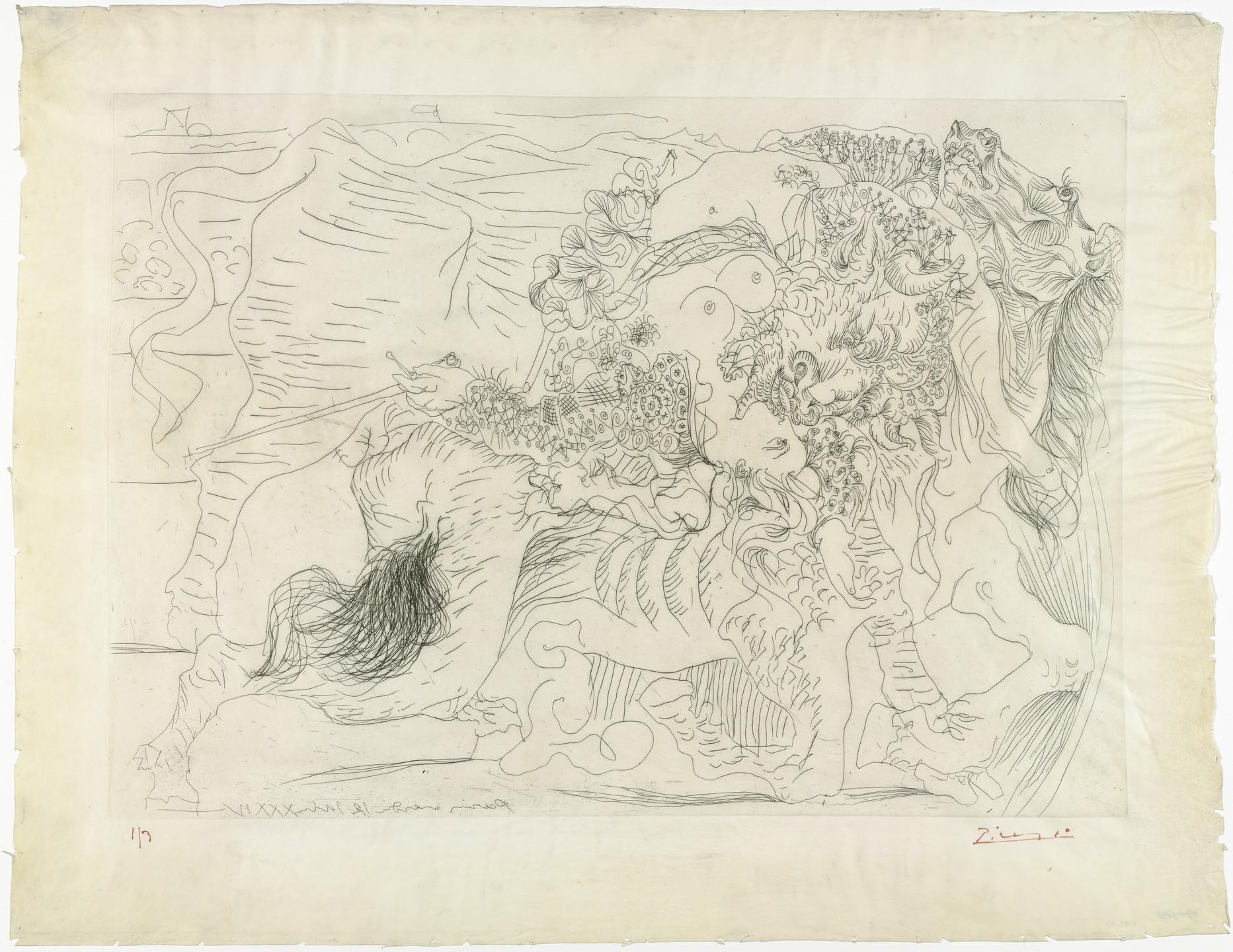 Pablo Picasso. Female Bullfighter: Last Kiss? (Femme torero. Dernier baiser?). 1934, printed 1939