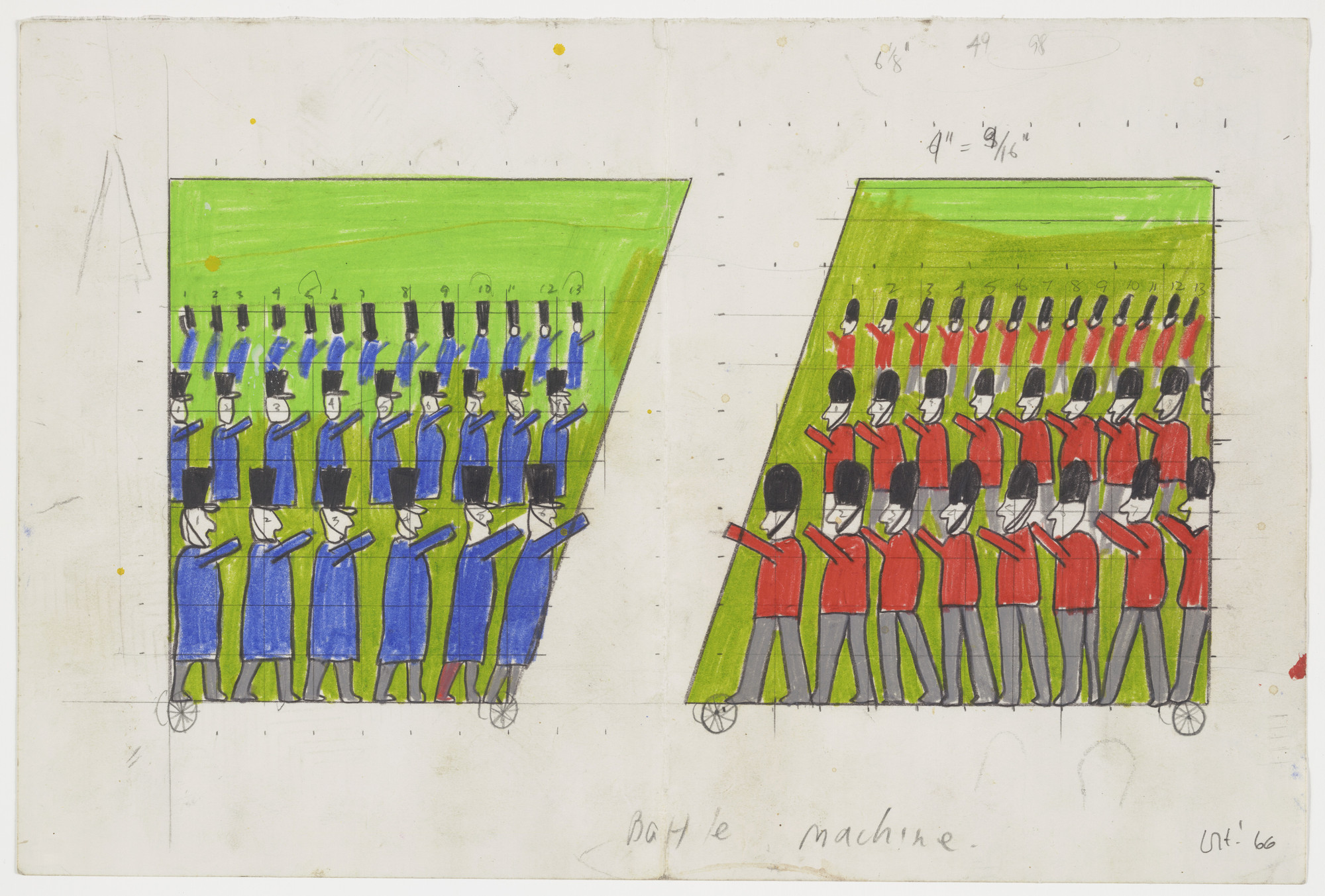 David Hockney. Battle Machine. Design for the play Ubu Roi