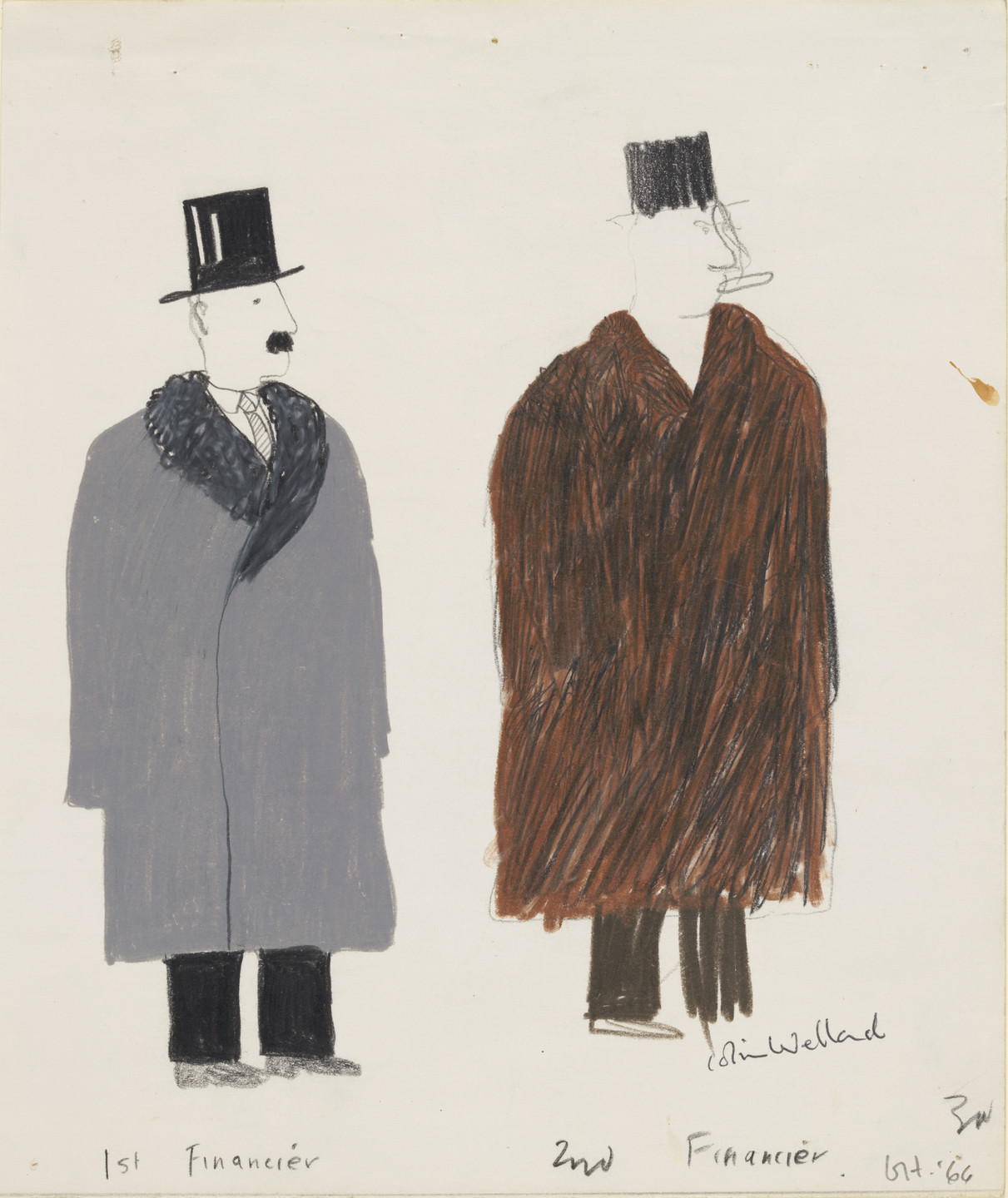 David Hockney. 1st Financier 2nd Financier. Costume designs for the play Ubu Roi. 1966