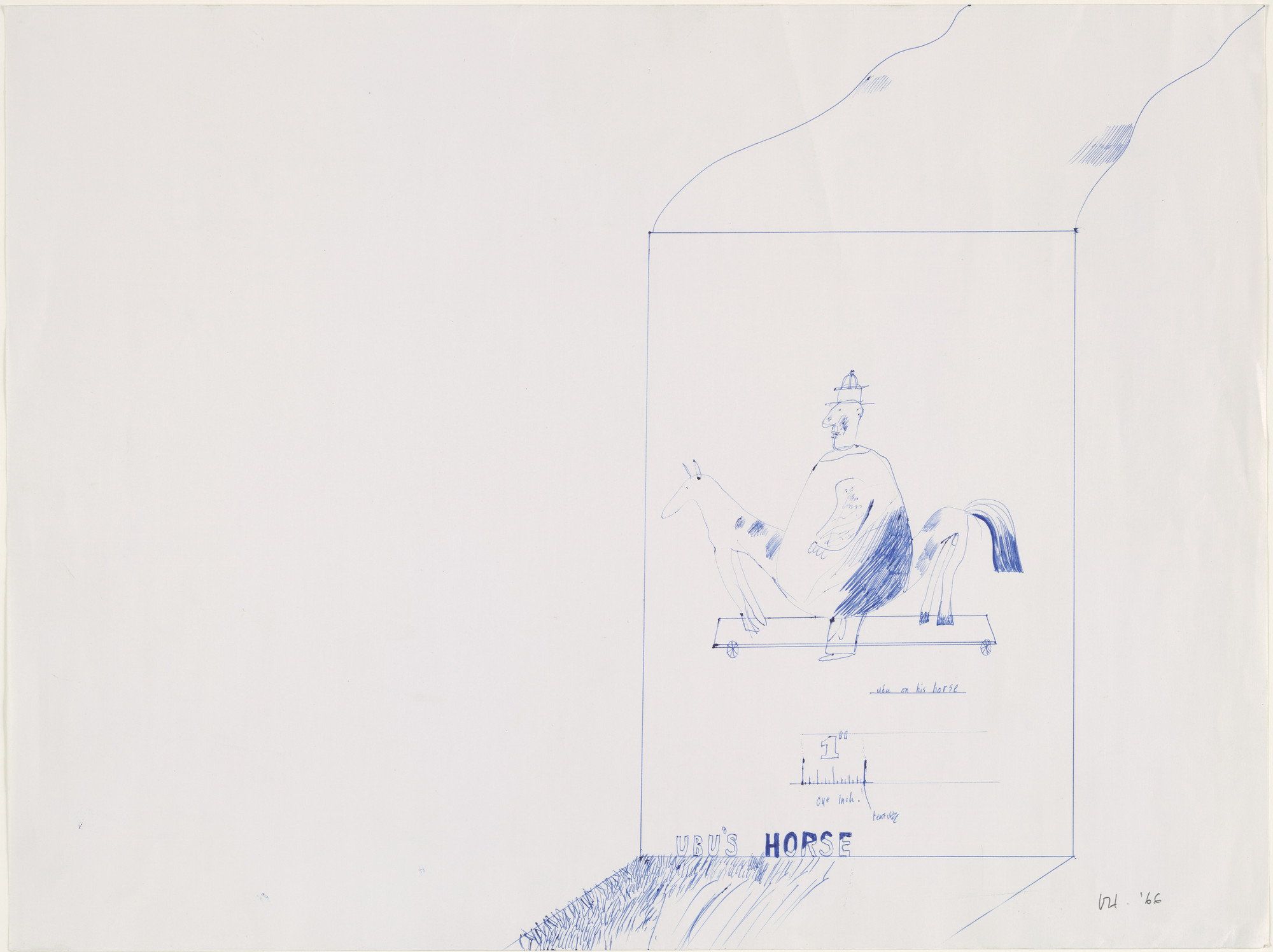David Hockney. Ubu's Horse. Design for the play Ubu Roi