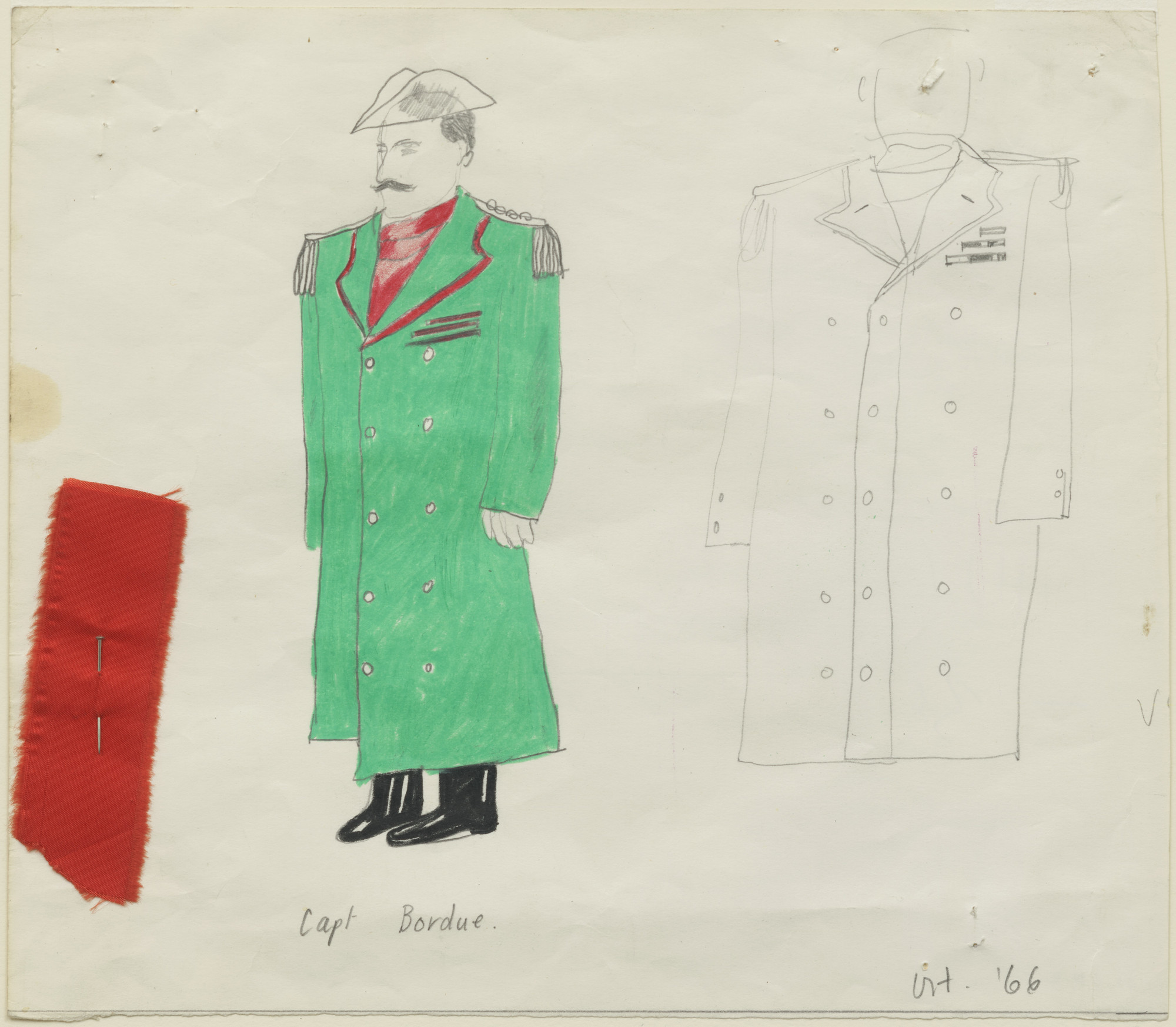 David Hockney. Capt. Bordure. Costume design for the play Ubu Roi