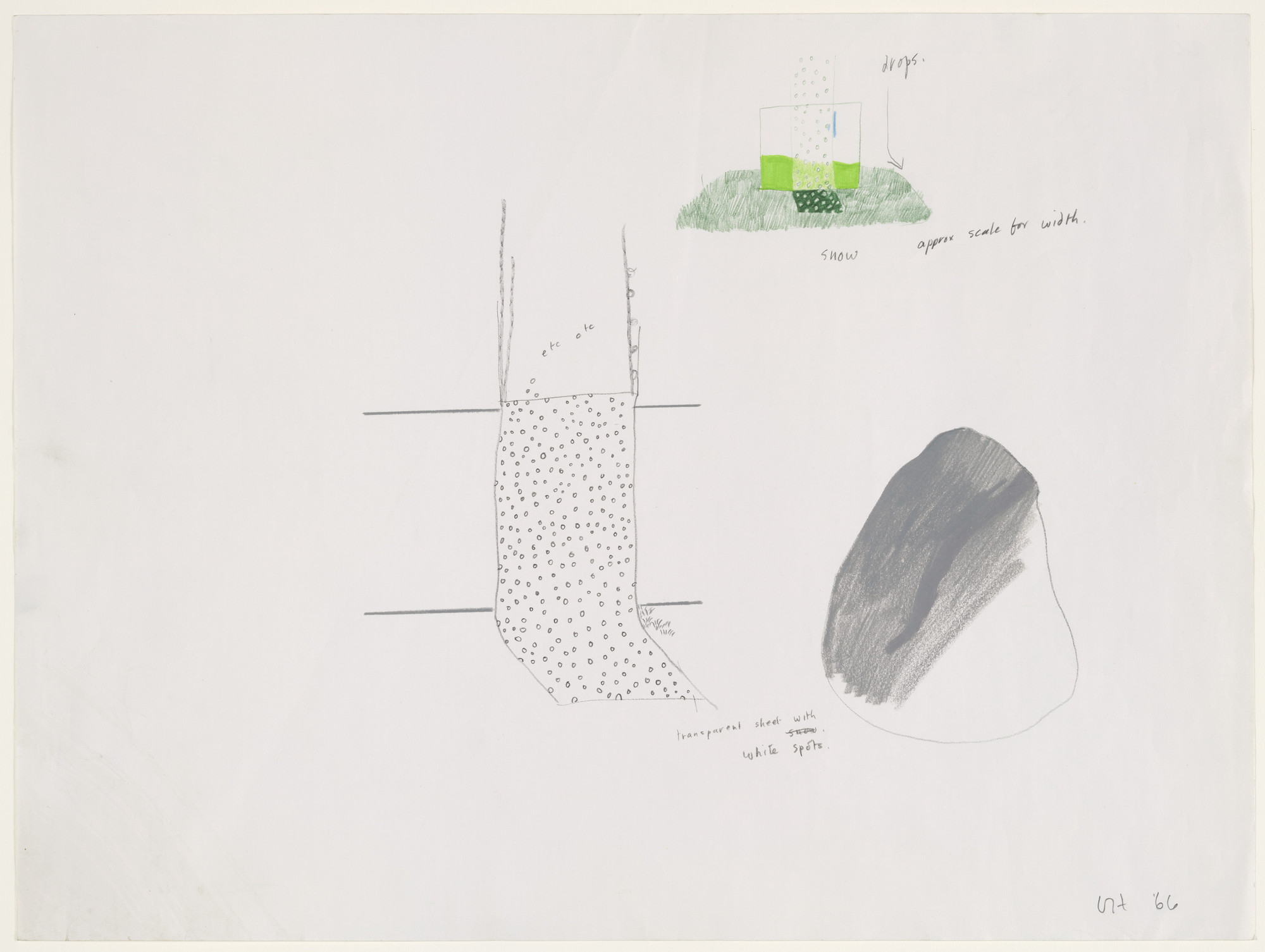 David Hockney. Snowy Landscape and Flat Rock. Designs for the play Ubu Roi