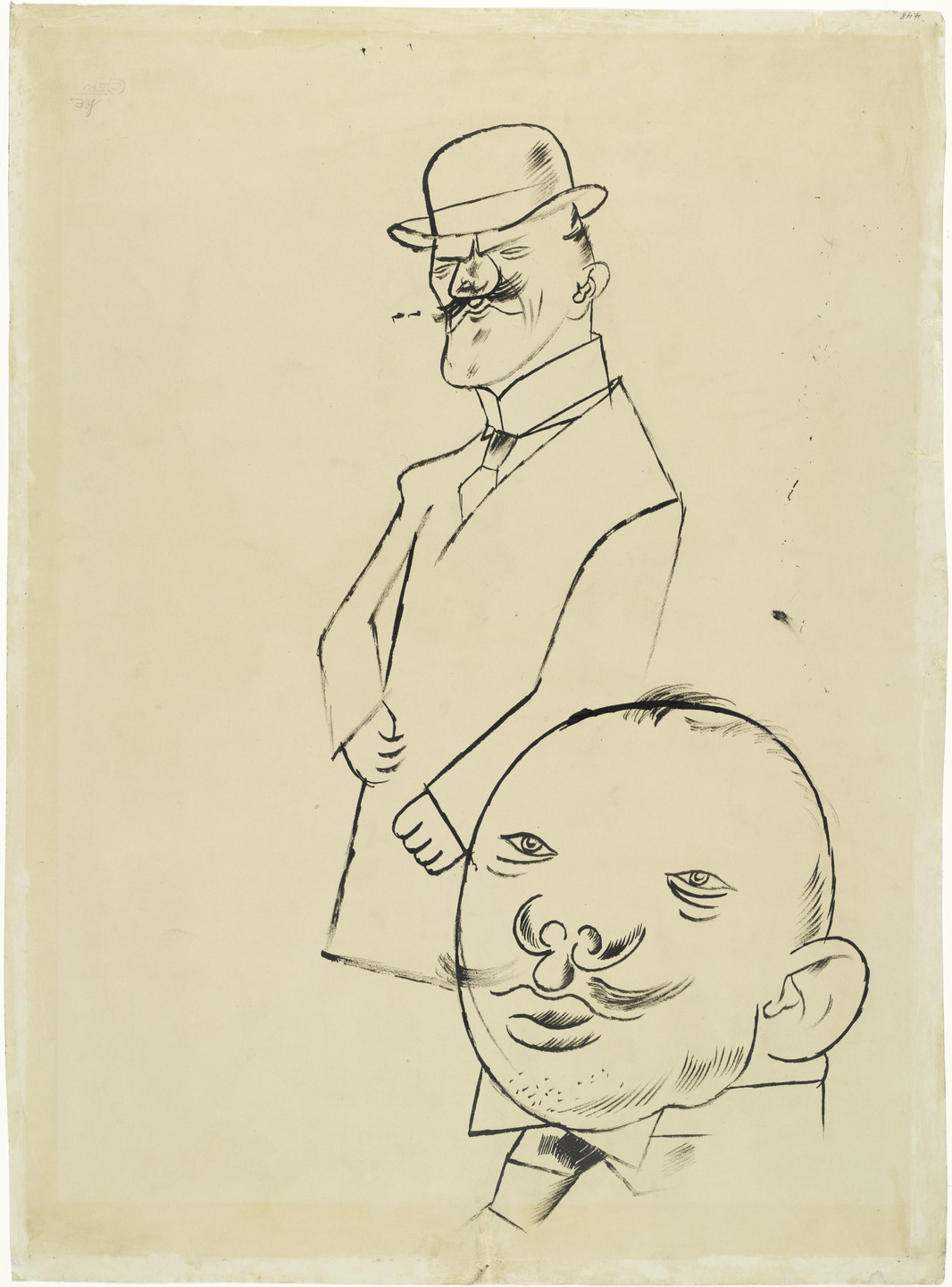 George Grosz. Dispute by Moonlight (Disput bei Mondschein) (recto); Two Men (verso). c. 1920