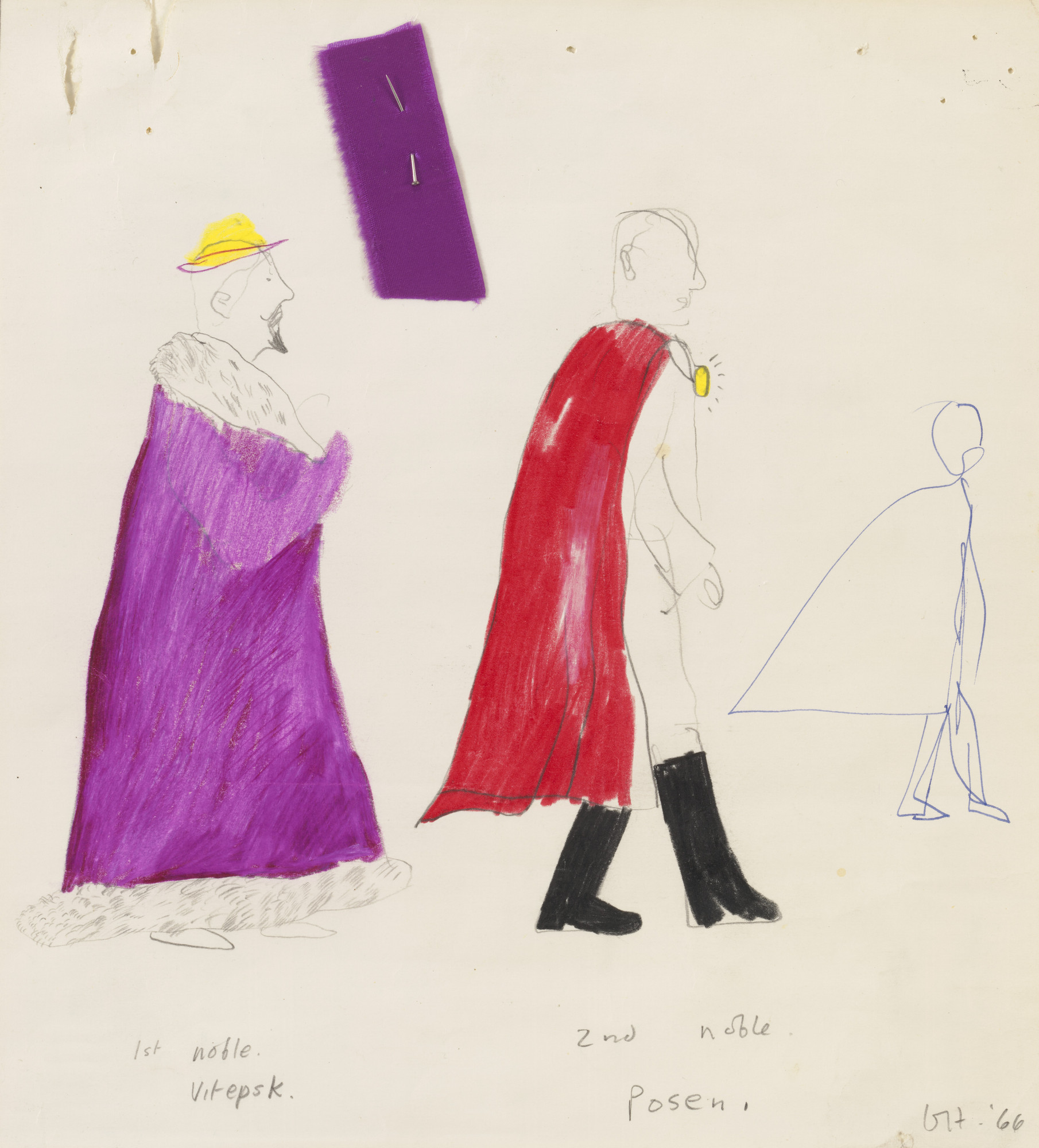 David Hockney. 1st Noble, Count of Vitepsk and 2nd Noble, Grand Duke of Posen. Costume designs for the play Ubu Roi