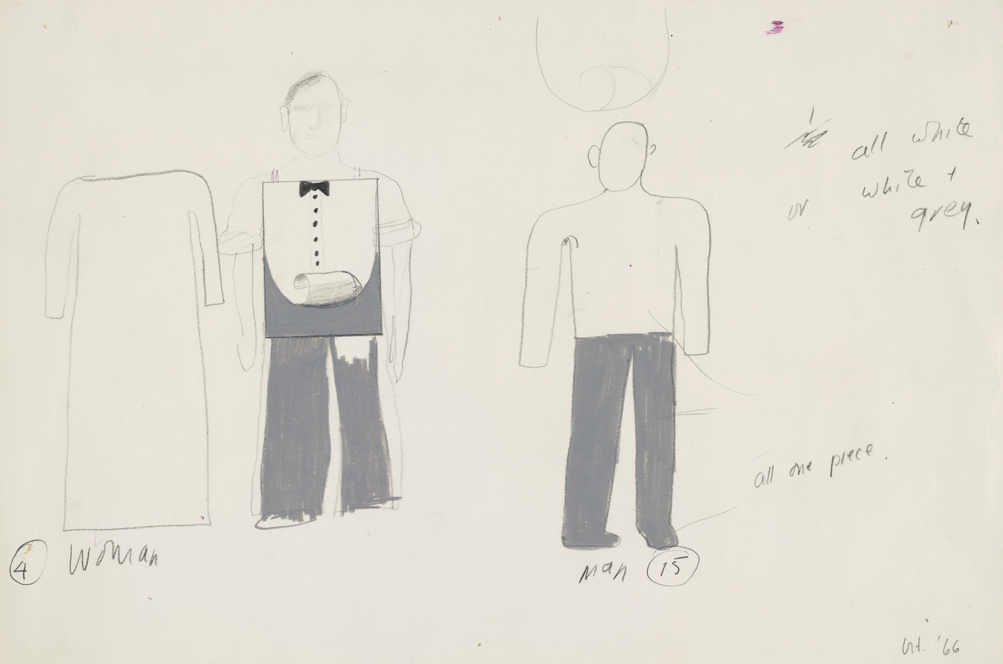David Hockney. Woman, Man. Costume designs for the play Ubu Roi