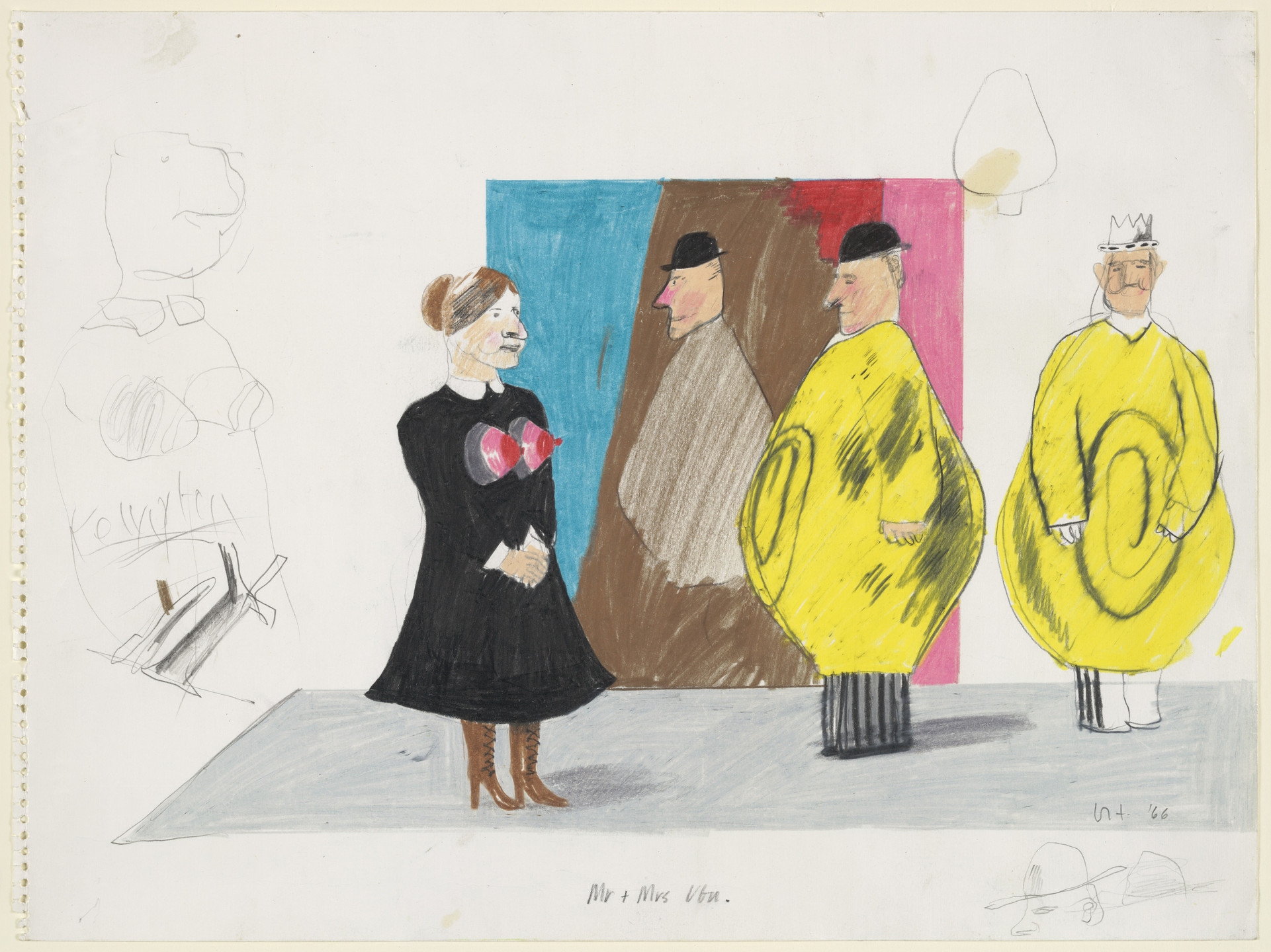 David Hockney. Mr + Mrs Ubu. Costume designs for the play Ubu Roi. 1966