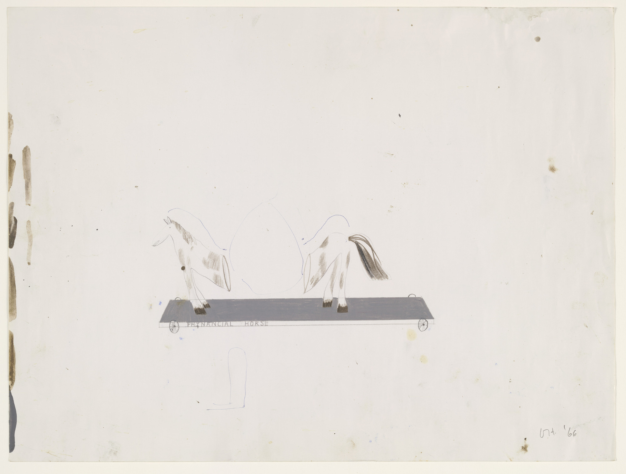 David Hockney. Phynancial Horse. Design for the play Ubu Roi