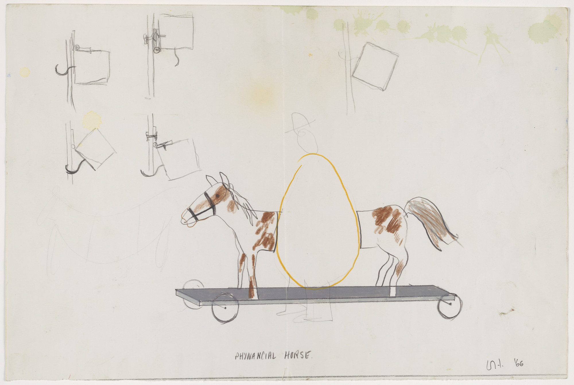 David Hockney. Phynancial Horse. Design for the play Ubu Roi