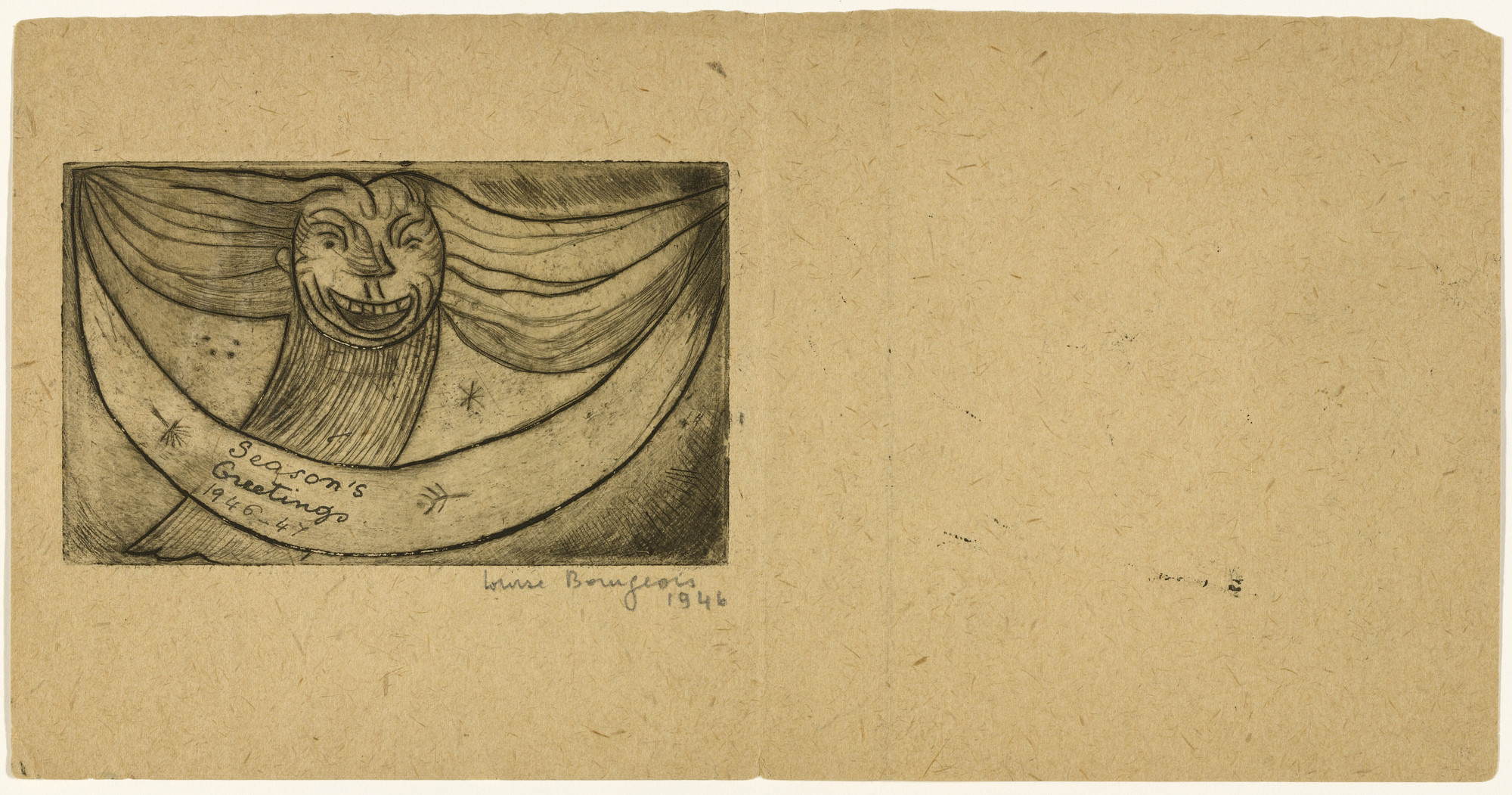 Louise Bourgeois. Greetings: Laughing Monster, version 1 of 2, state VII of VIII, variant