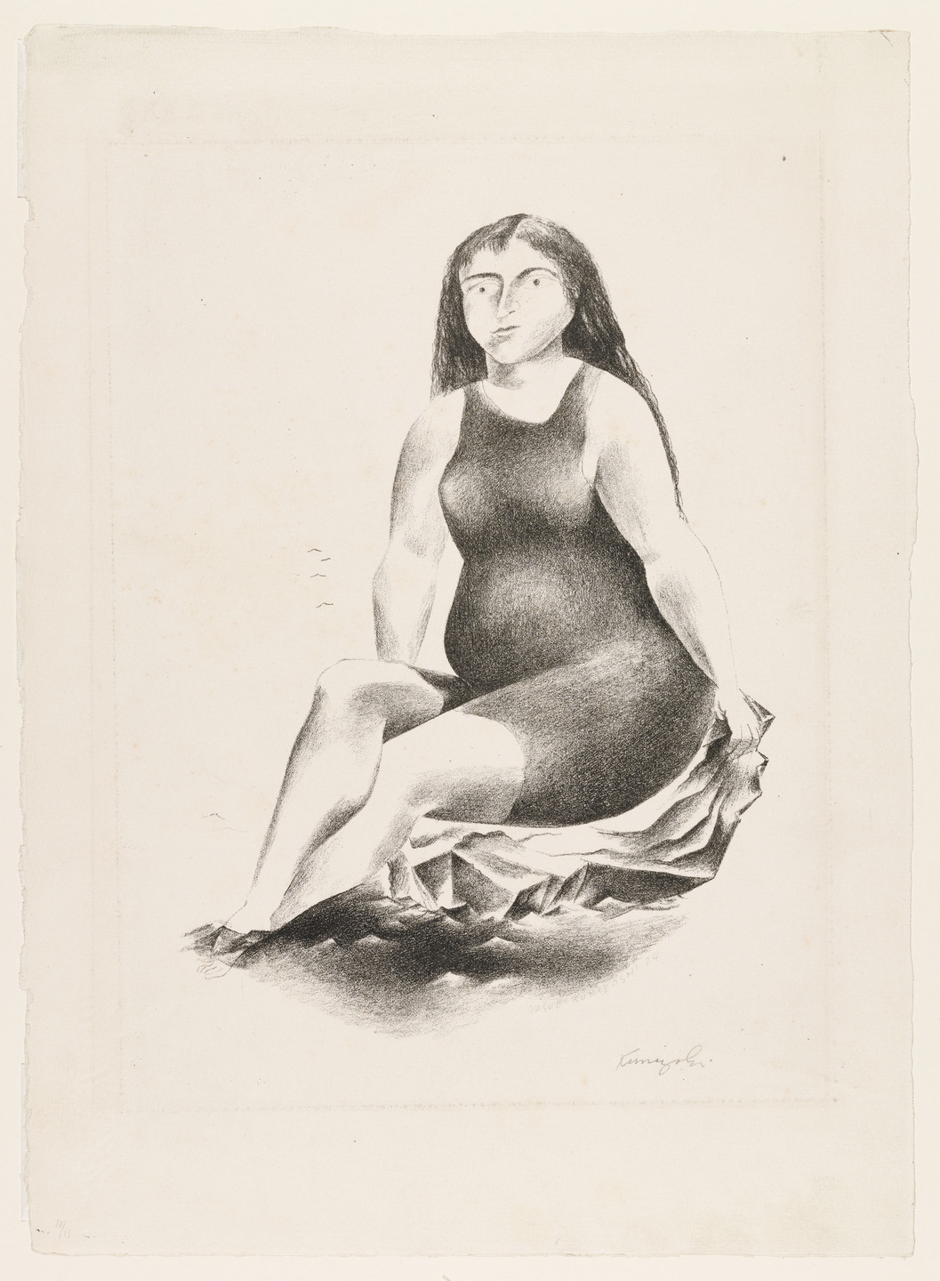 Yasuo Kuniyoshi. Bather on a Rock - (Island of Happiness). 1924