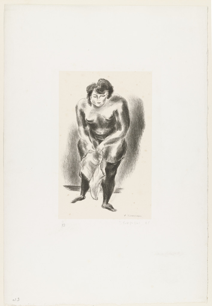 Girl Putting on a Chemise