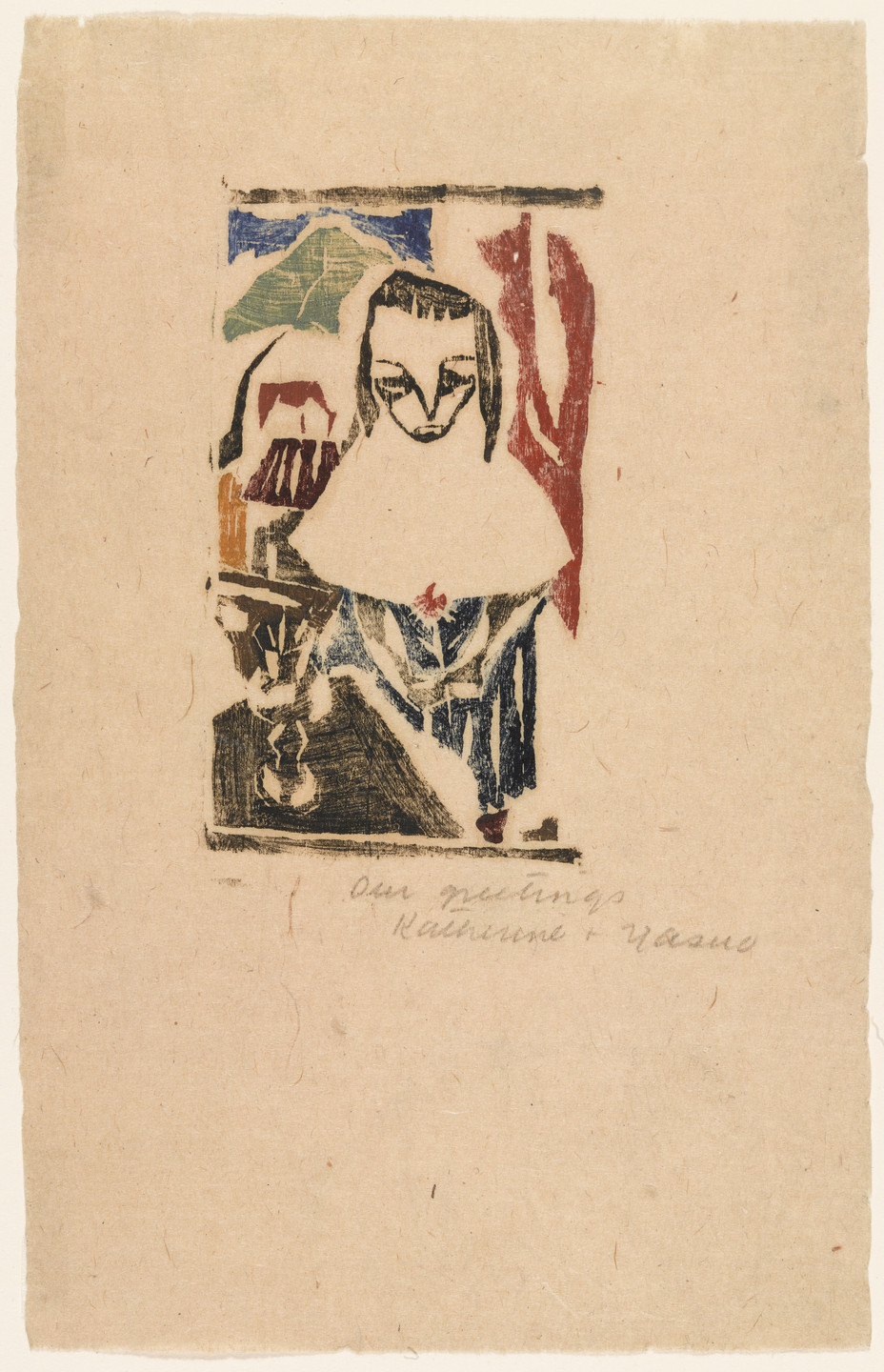 Yasuo Kuniyoshi. Woman Holding Flower at Table. c. 1920