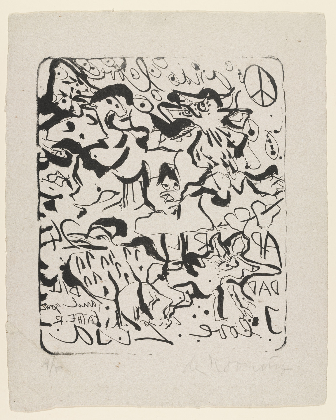 Willem de Kooning. Untitled (Peace Symbol and Animal Figures Also Known as I Love Lisa). 1970